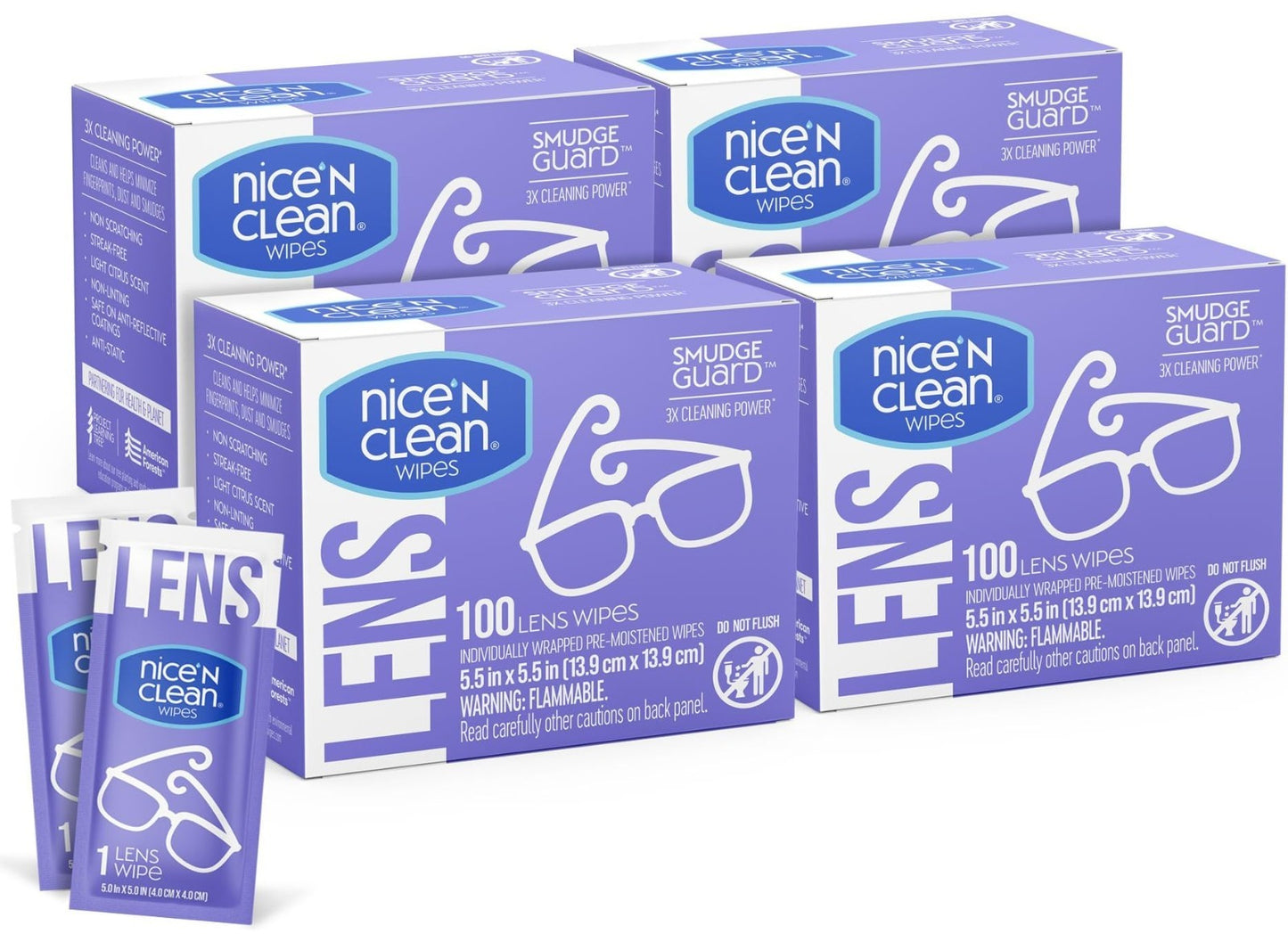 400 Individually Wrapped Lens Cleaning Wipes | Ammonia-Free, Pre-Moistened, Smud1