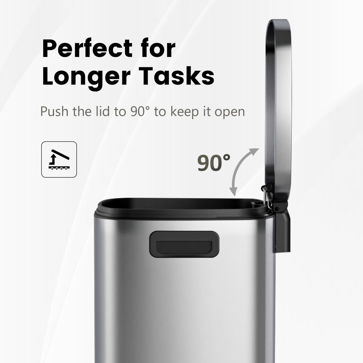 Stainless Steel 13 Gal Kitchen Trash Can with Soft Close Lid, Pedal & Removable7