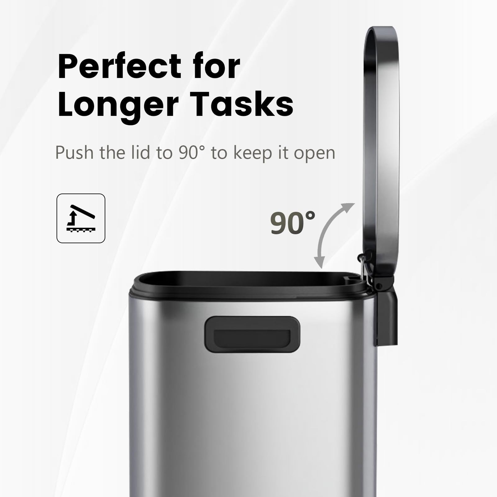 Stainless Steel 13 Gal Kitchen Trash Can with Soft Close Lid, Pedal & Removable7