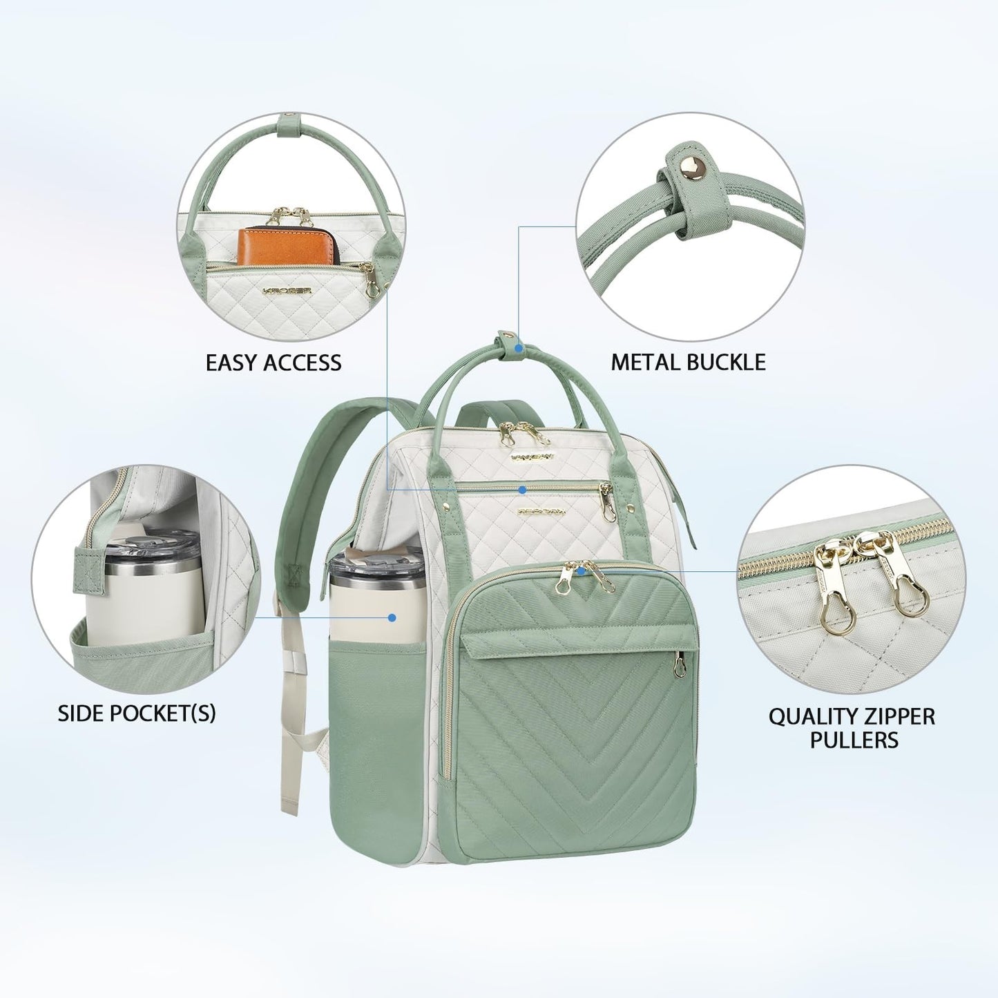Stylish 17" Water-Repellent Laptop Backpack for College, Travel & Work - Beige/L3