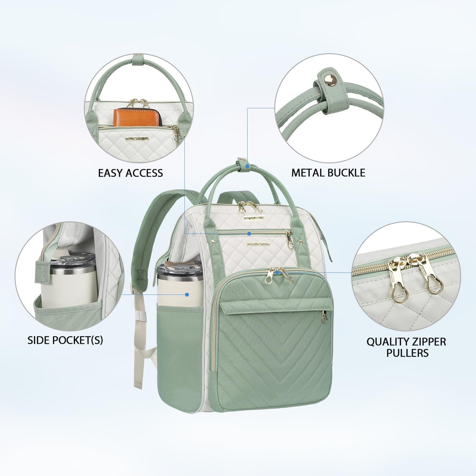 Stylish 17" Water-Repellent Laptop Backpack for College, Travel & Work - Beige/L3
