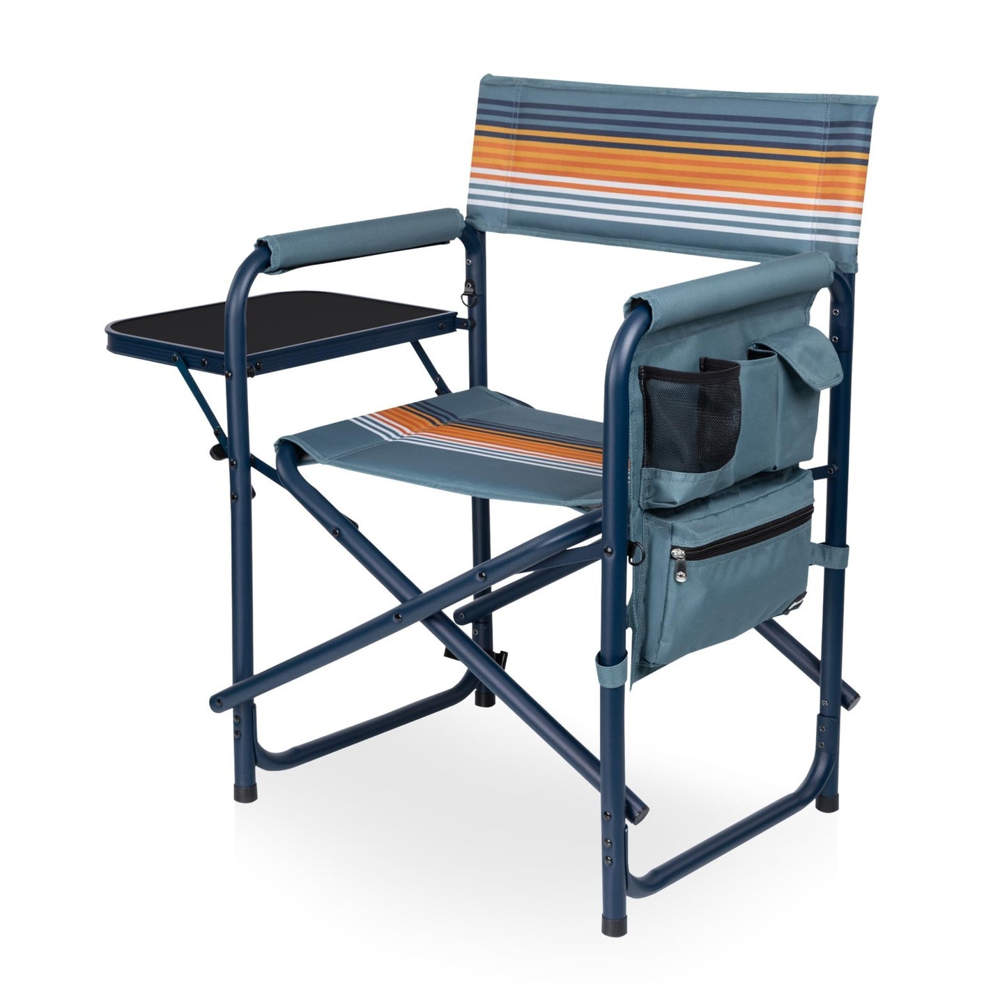 Lightweight Folding Camping Chair with Side Table & Armrest Caddy - Portable Out0