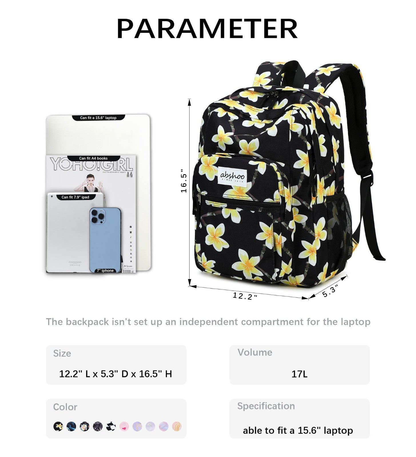 Floral Women's School Backpack   Water Resistant Bookbag for College & Teens5