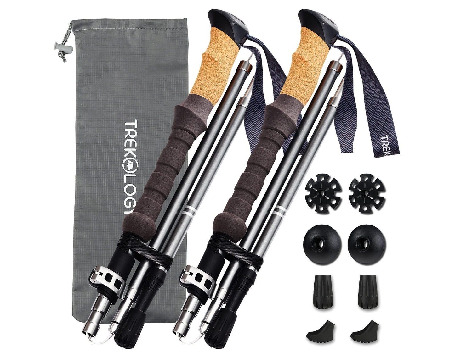 Lightweight Adjustable Trekking Poles with Cork Grip – Compact Hiking Sticks for1