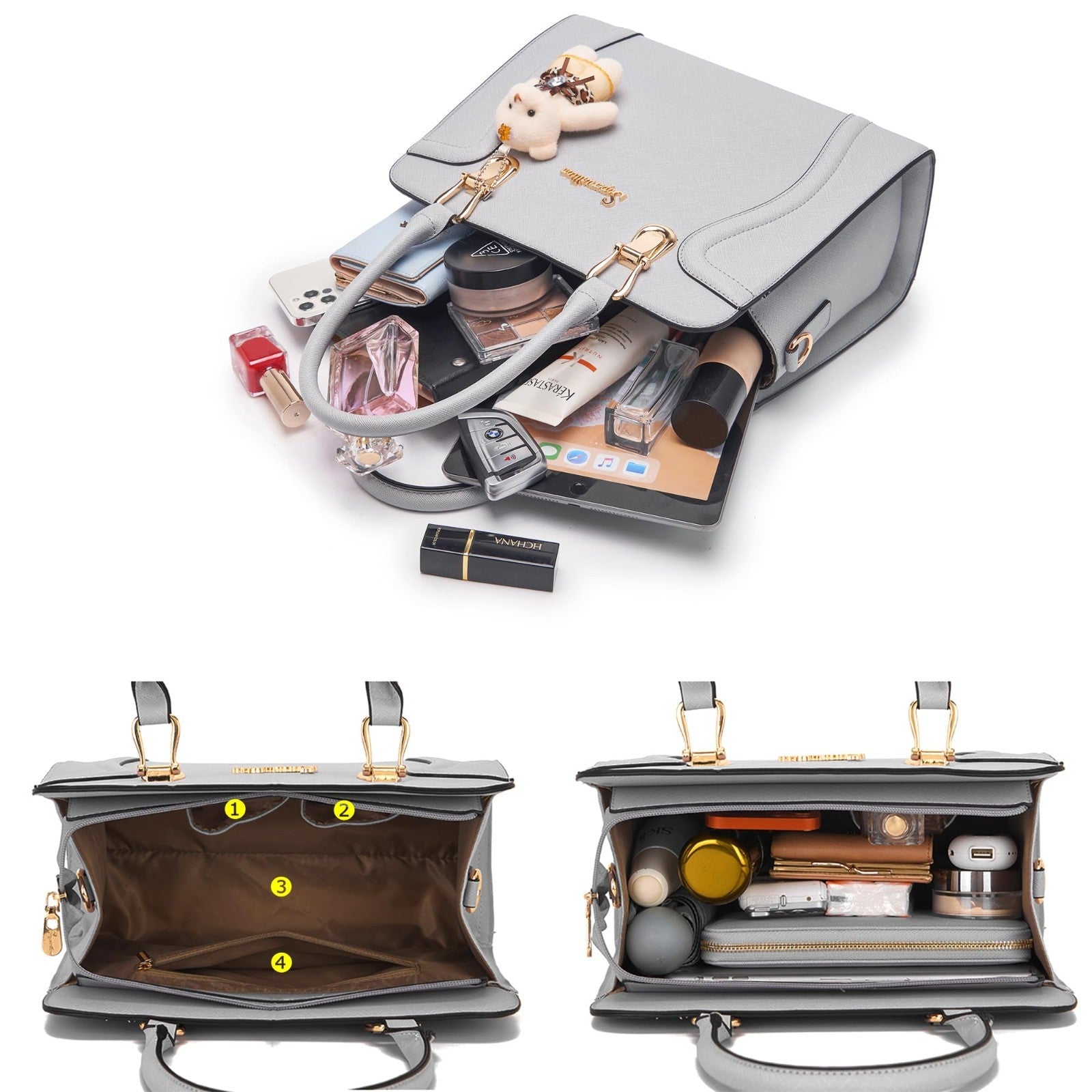 Stylish Women's 3-Piece Handbag Set - Shoulder Bag, Satchel & Wallet - Fashion P4