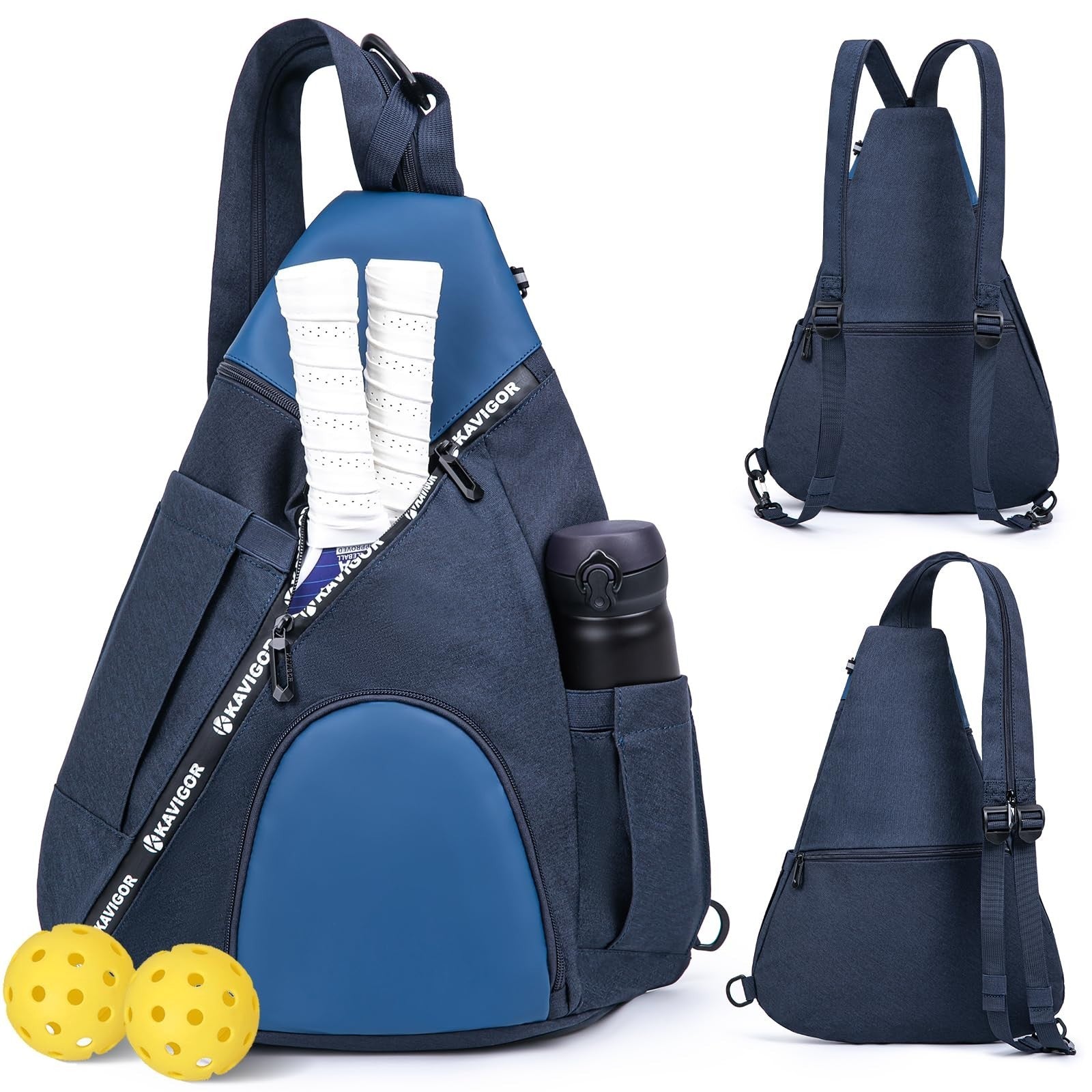 Lightweight Pickleball Sling Bag, 7 Pockets, Water-Resistant, Detachable Strap1