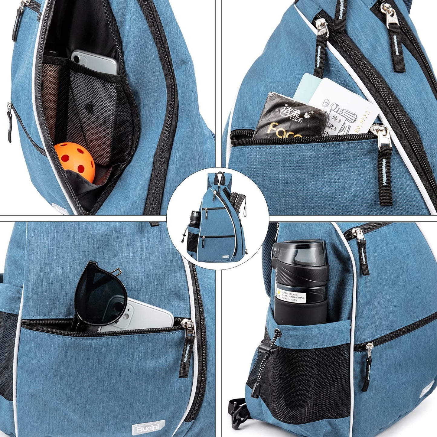 Adjustable Pickleball Backpack with Fence Hook, Large Capacity & Safety Pocket3