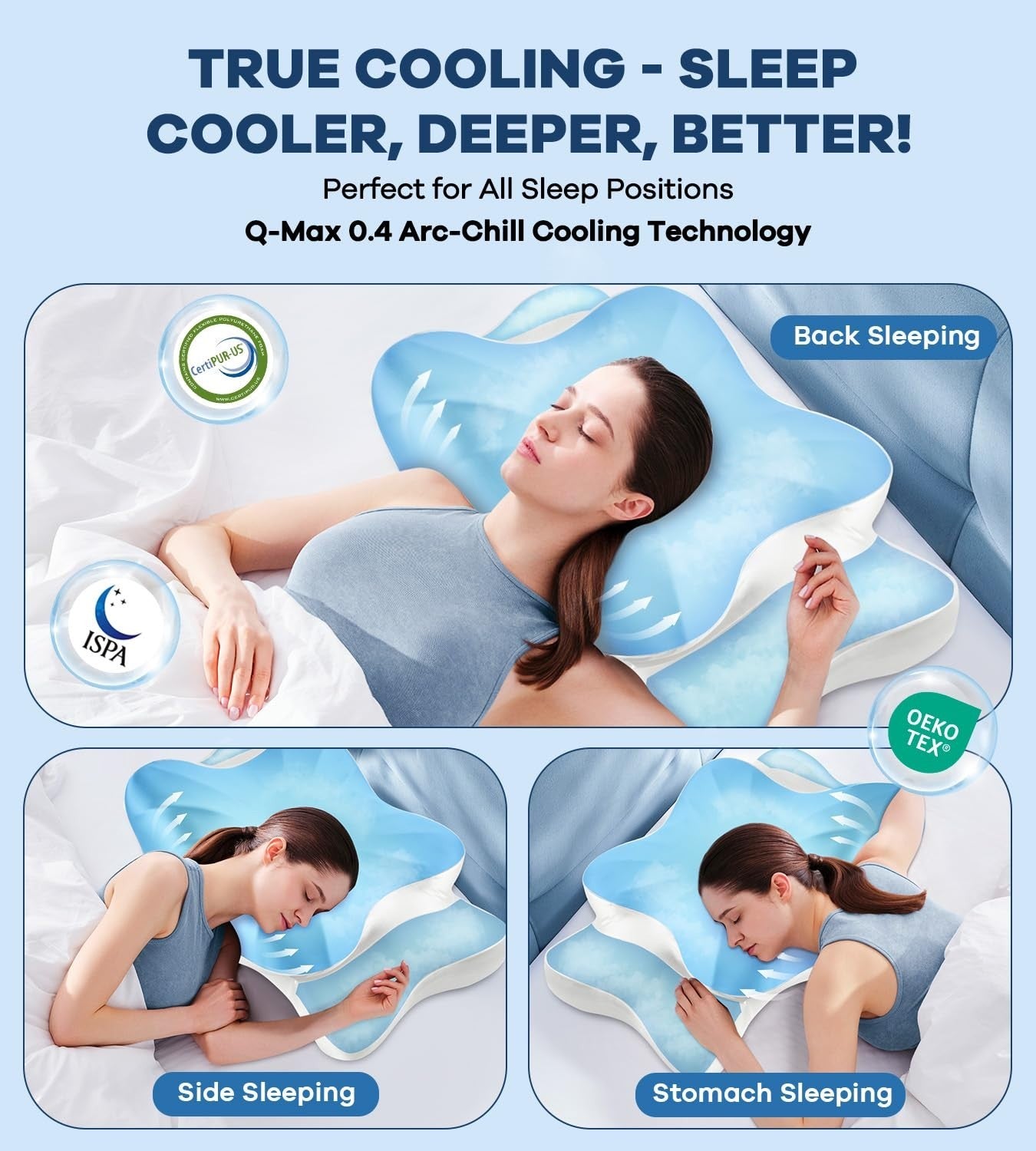 Cervical Memory Foam Pillow for Neck & Shoulder Pain Relief, Ergonomic Dual Heig5