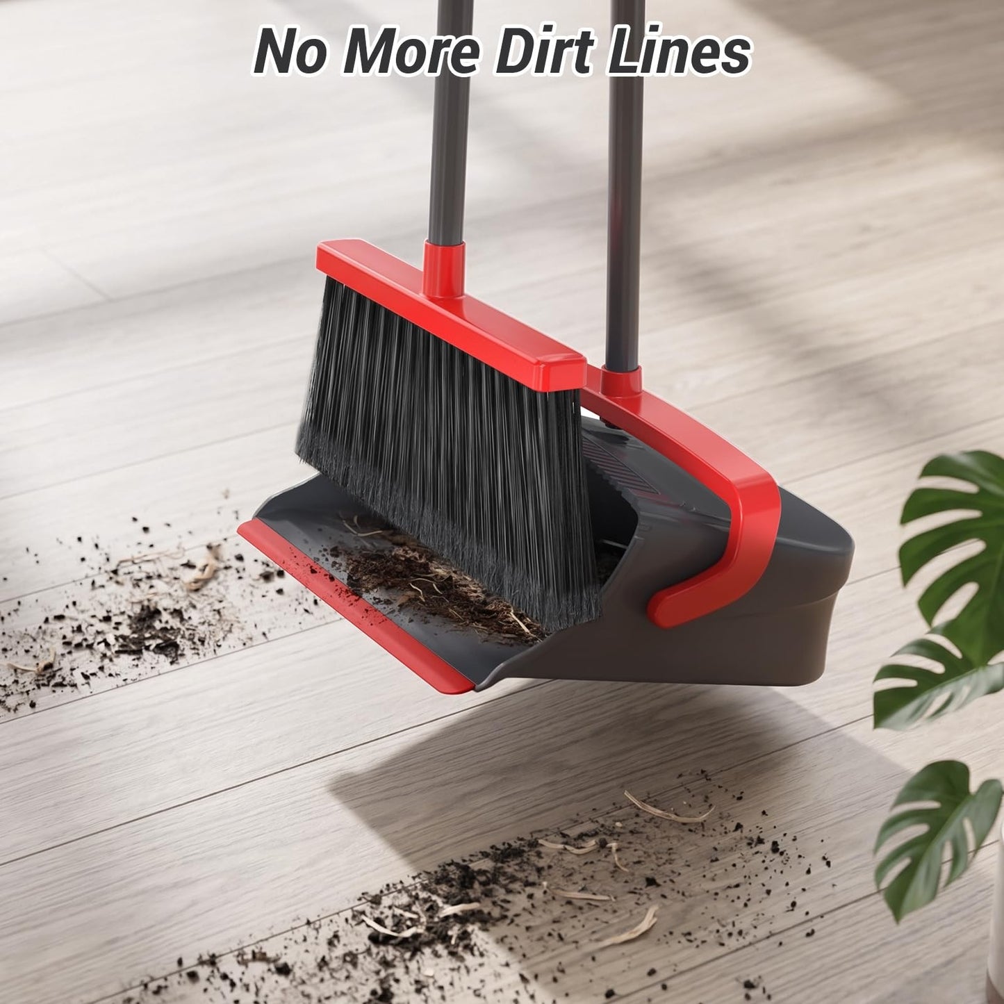 Pet Hair & Dust Cleanup Broom & Dustpan Set - Long Handle, Self-Cleaning, Indoor2