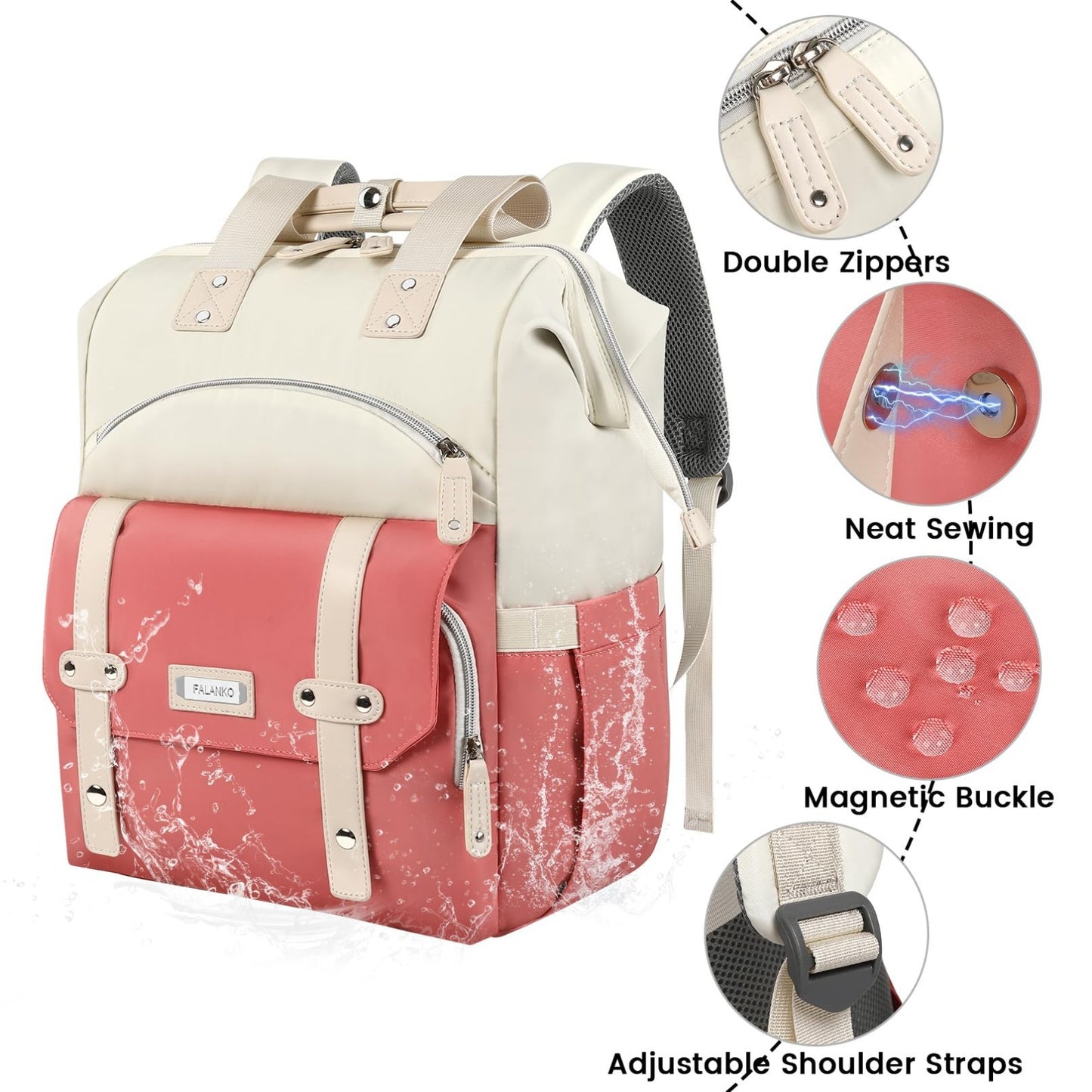 Stylish Laptop Backpack for Women, 15.6" Water Resistant Travel Bag with RFID Po2