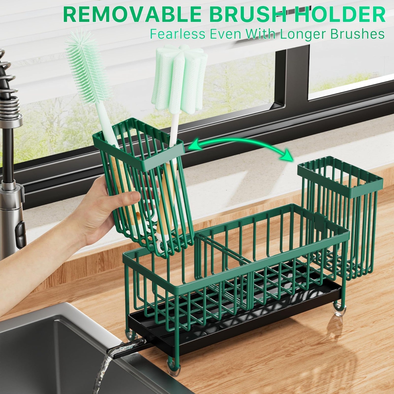 Kitchen Sink Sponge Holder Caddy Organizer, Rustproof 304 Stainless Steel, Dark3