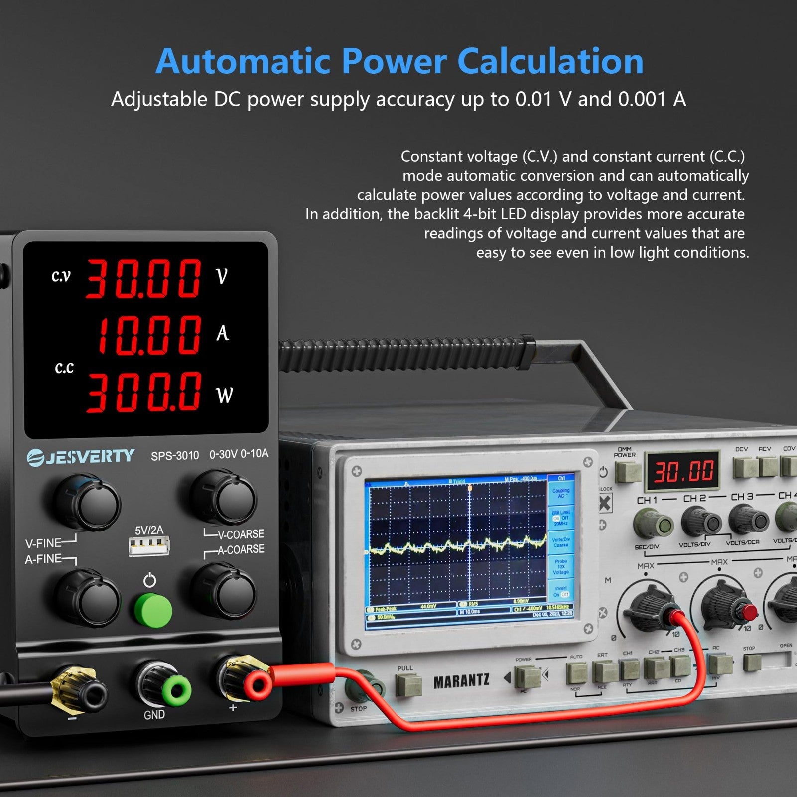Adjustable DC Power Supply 0 30V 10A, Precision LED Display, USB Port, Bench Sup4