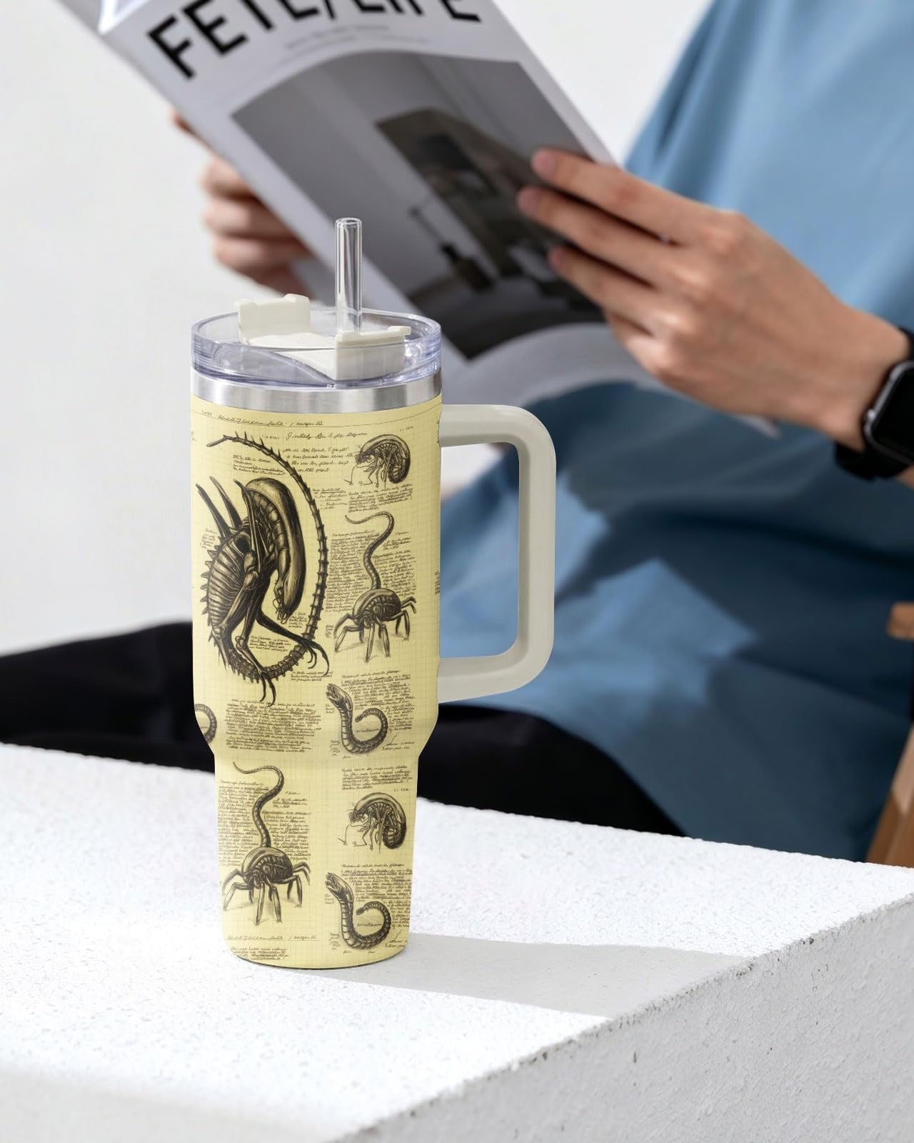 40oz Insulated Stainless Steel Tumbler with Handle & Straw   Horror Movie Gift6