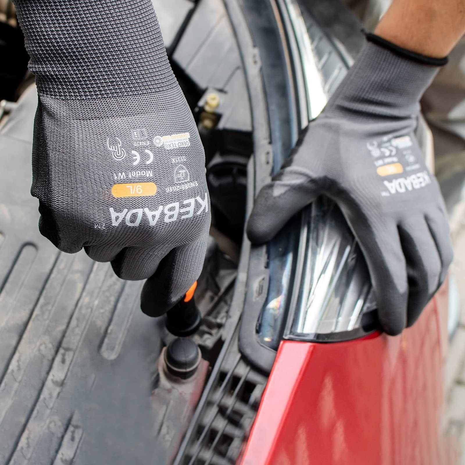 Safety Work Gloves for Men & Women, Touchscreen Compatible, PU Coated, Durable3
