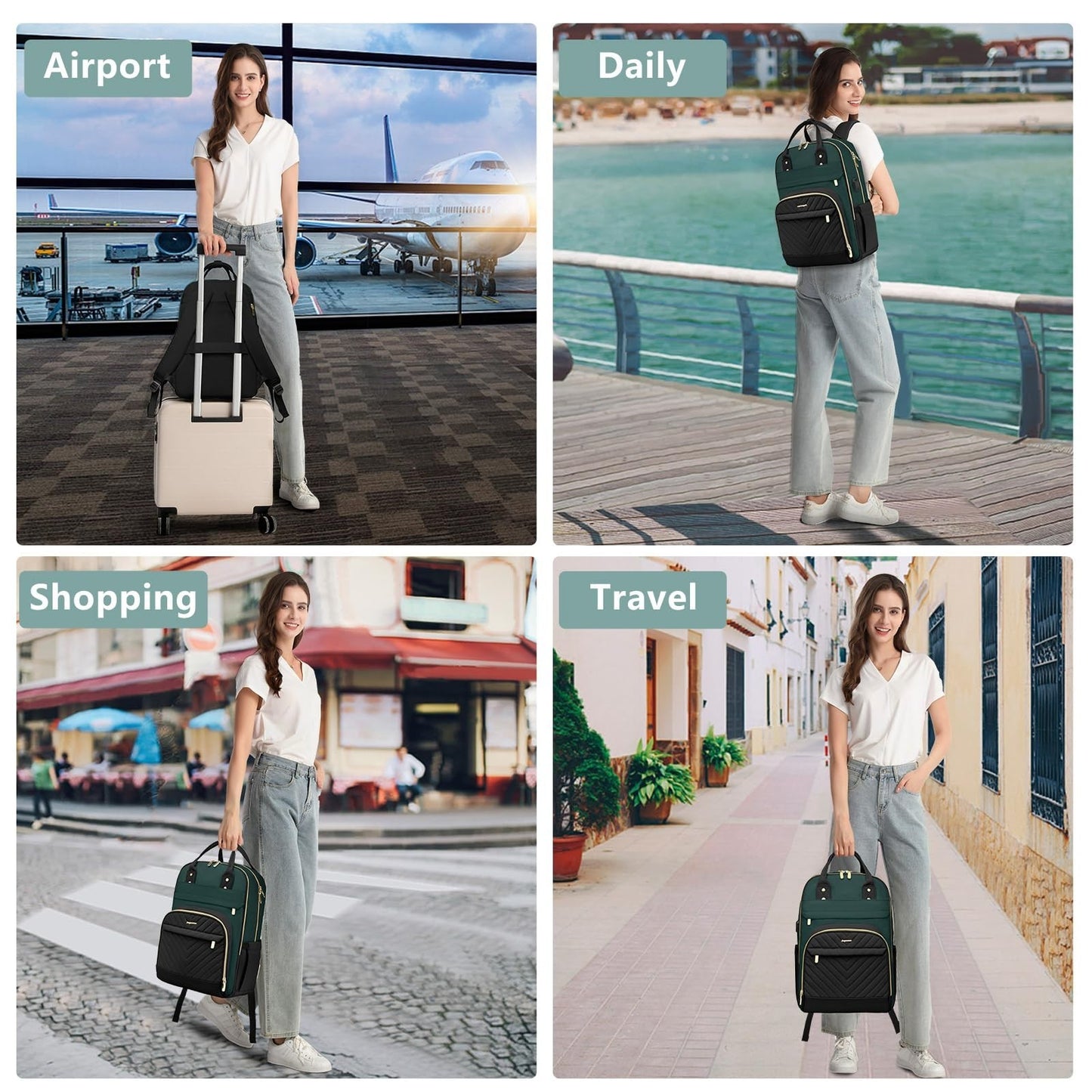 Stylish 15.6" Laptop Backpack for Women   Waterproof Travel Bag with USB Charger5