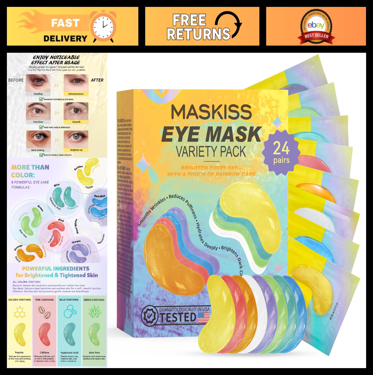 Variety Pack Under Eye Patches (24 Pairs) - Eye Masks for Dark Circles & Puffine0