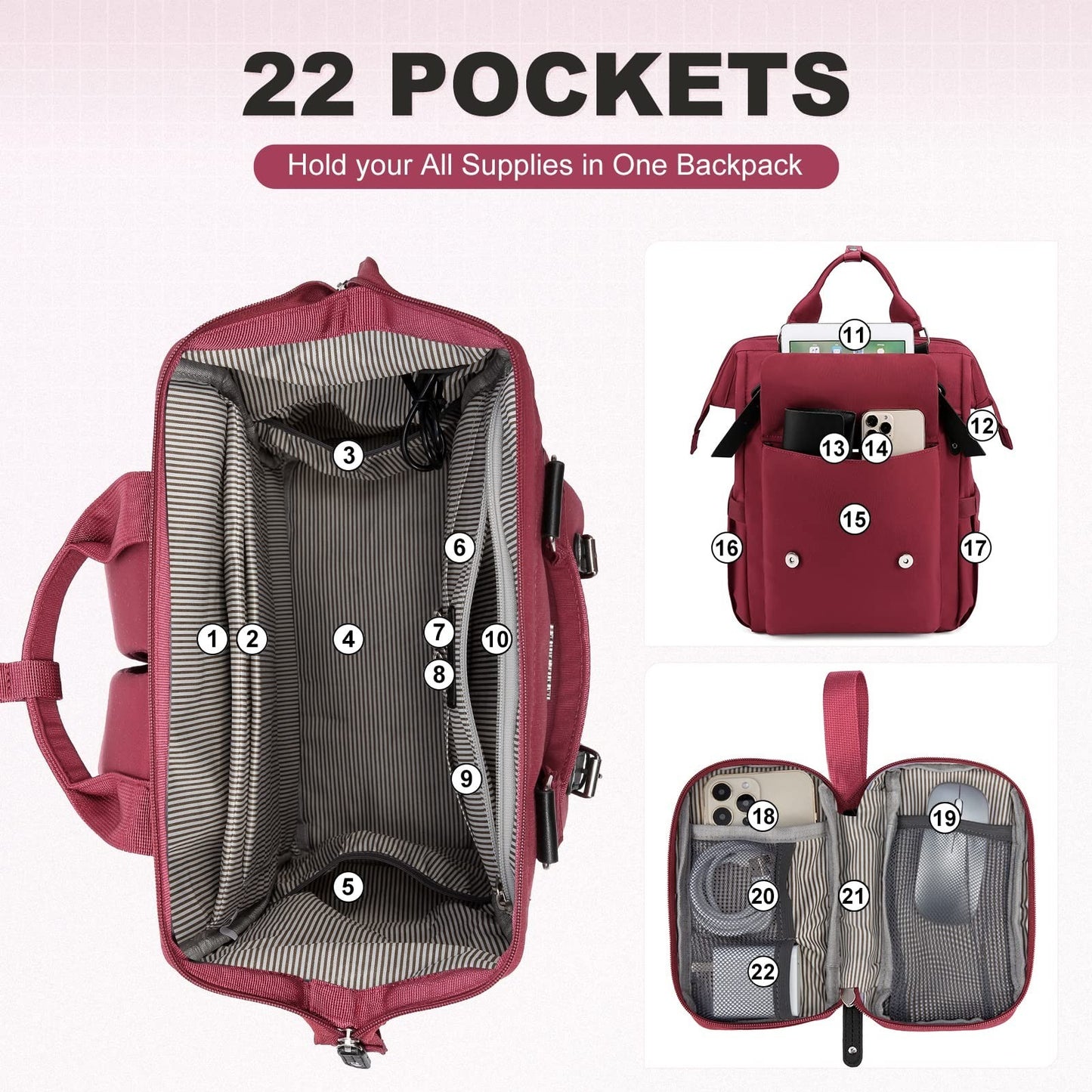 Stylish 15.6" Laptop Backpack for Women   Work, Travel, College, Commuter Bag, W2