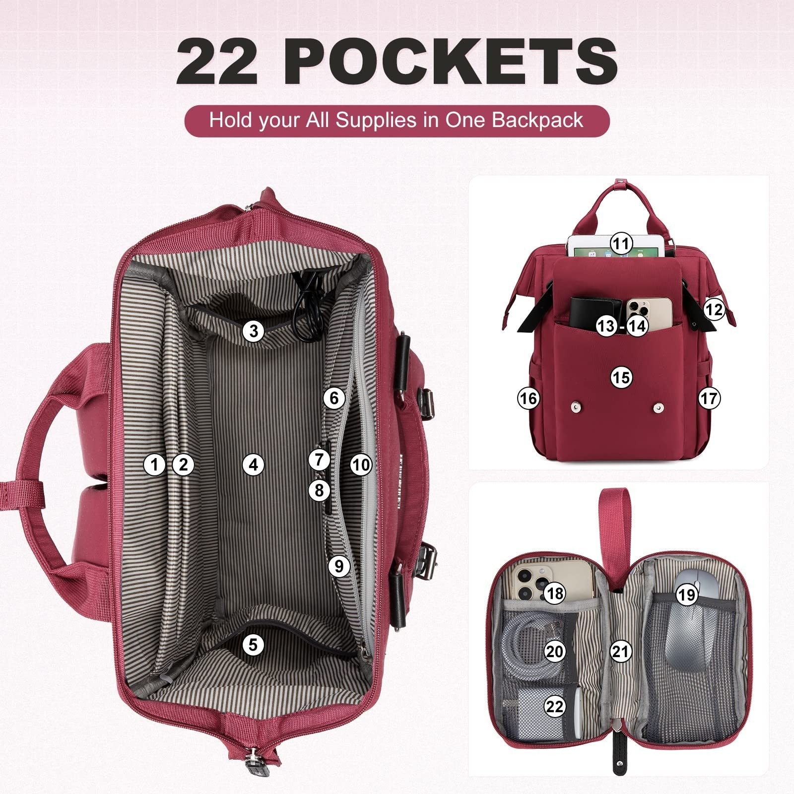 Stylish 15.6" Laptop Backpack for Women   Work, Travel, College, Commuter Bag, W2