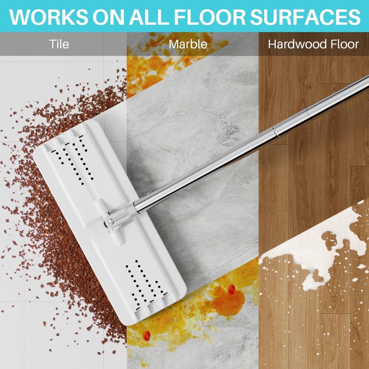 Flat Mop System with Bucket Set, 8L Capacity, Extension Handle, 5 Microfiber Pad6