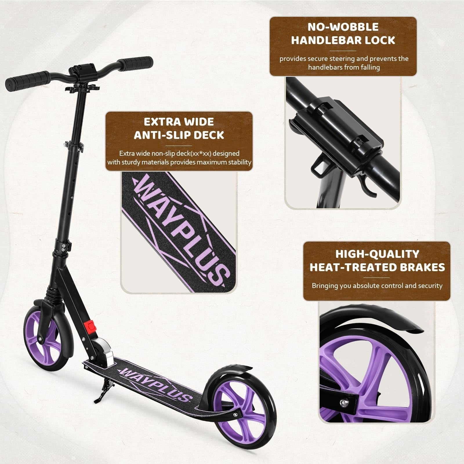 Kick Scooter for Kids, Teens & Adults - 8" Big Wheels, 240lb Weight Capacity4