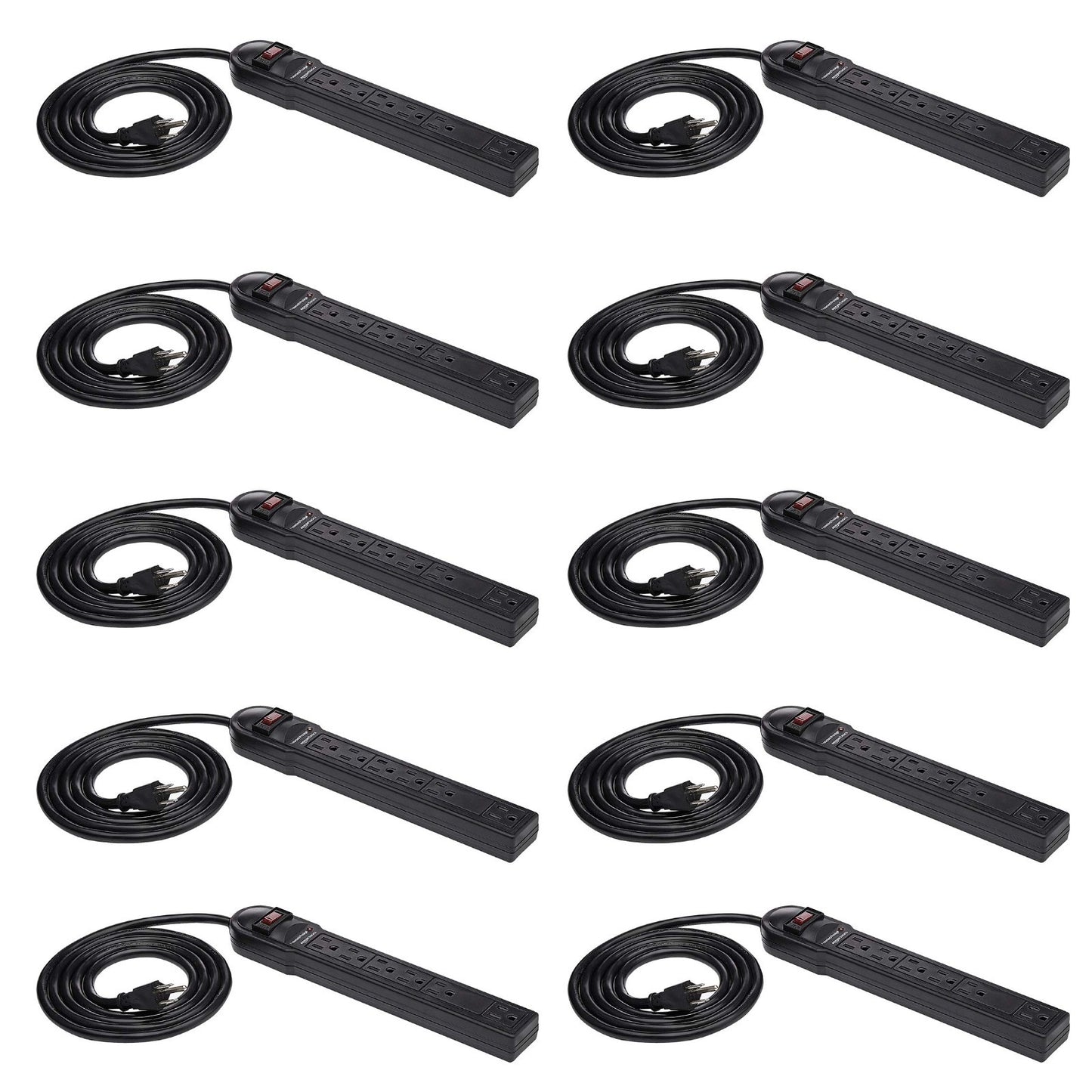 6 Outlet Surge Protector Power Strip, 790 Joules, Circuit Breaker, 6ft Cord, 10 1