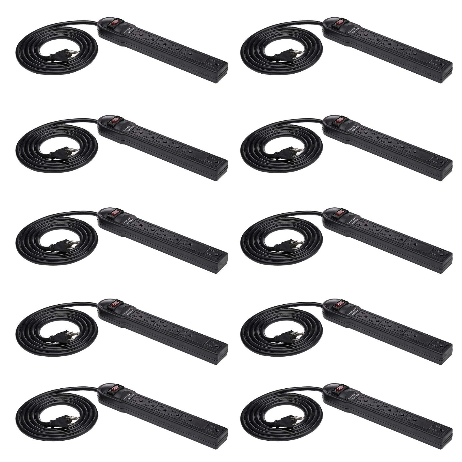 6 Outlet Surge Protector Power Strip, 790 Joules, Circuit Breaker, 6ft Cord, 10 1