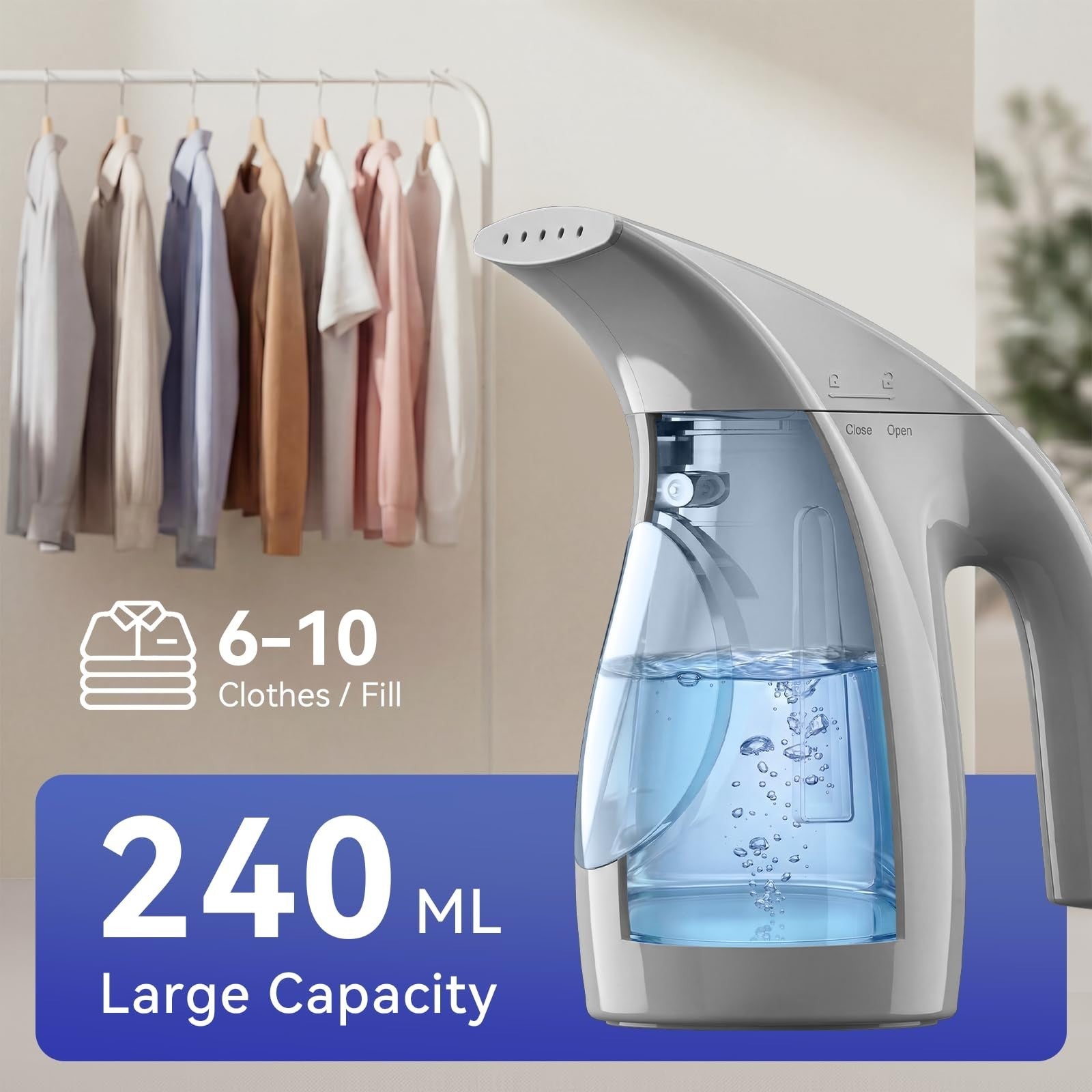 Portable Handheld Clothes Steamer, 1100W Fast Heat, 300ml Capacity, No Leak, Tra5