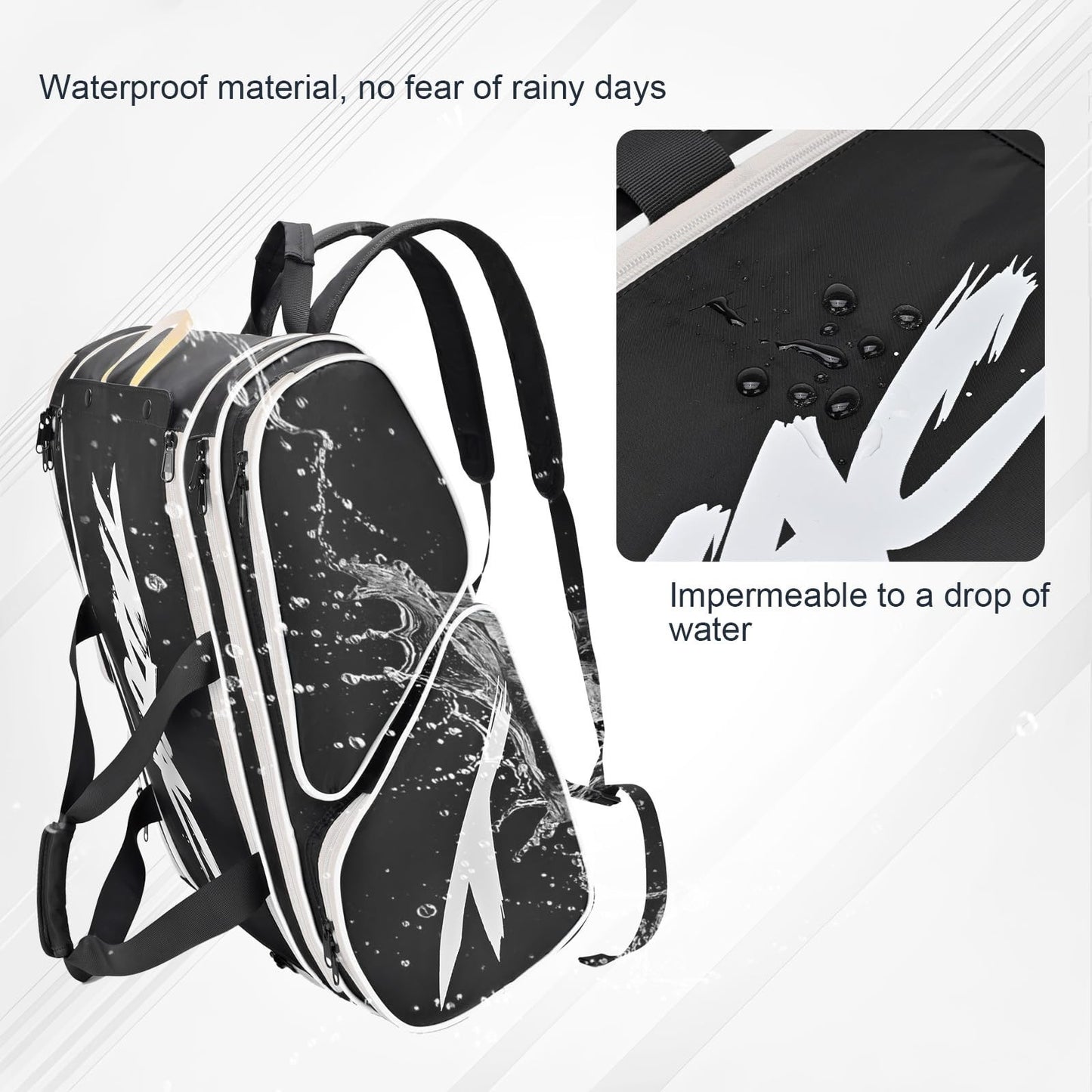 Large Pickleball Paddle Bag for 4 Paddles, Accessories, Shoe Compartment & Hook4
