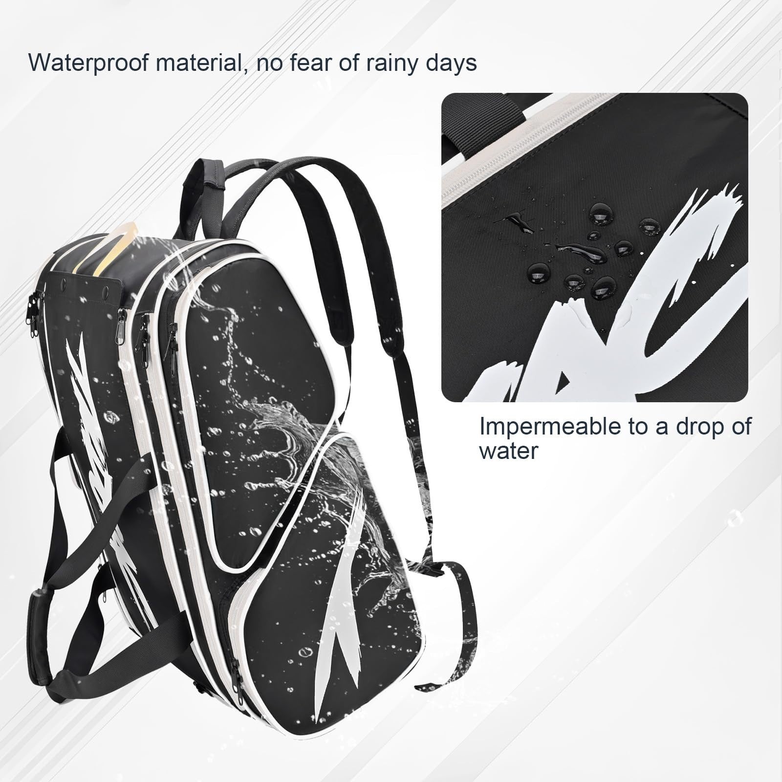 Large Pickleball Paddle Bag for 4 Paddles, Accessories, Shoe Compartment & Hook4