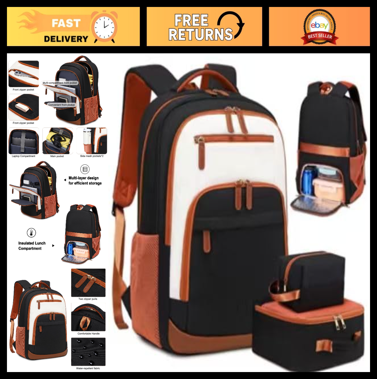 40L Travel Backpack for Men & Women, TSA Approved Carry-On, Fits 17" Laptop, Bla0
