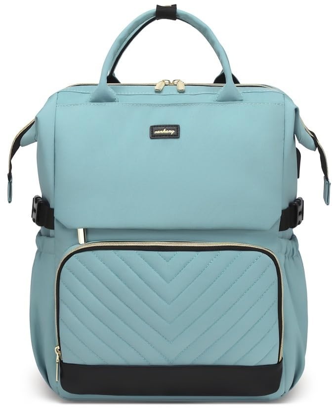 Stylish Laptop Backpack for Women, College Bookbag with USB Charger & Cup Holder1