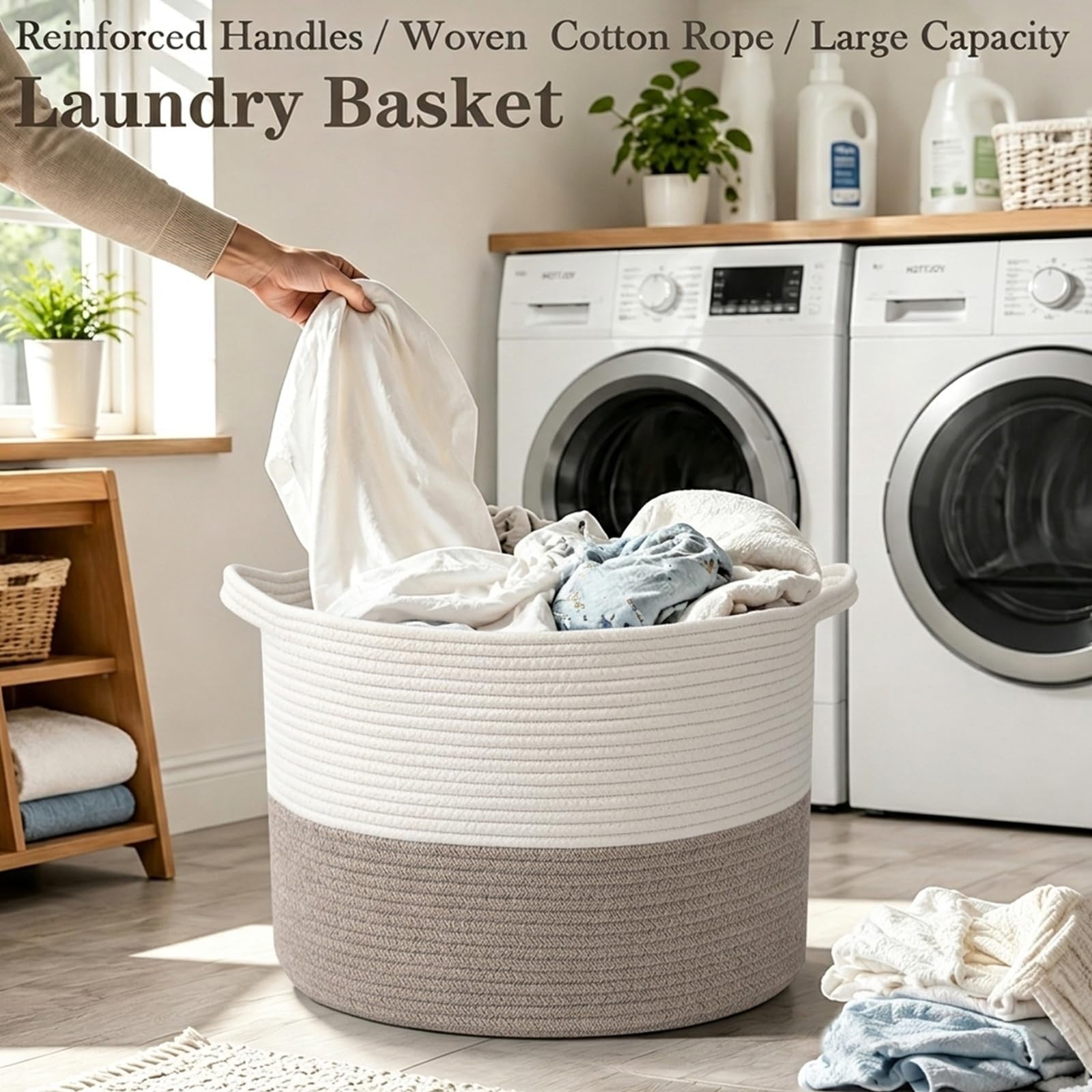 Extra Large Woven Laundry Basket - 115L Collapsible Storage Bin for Clothes, Toy4