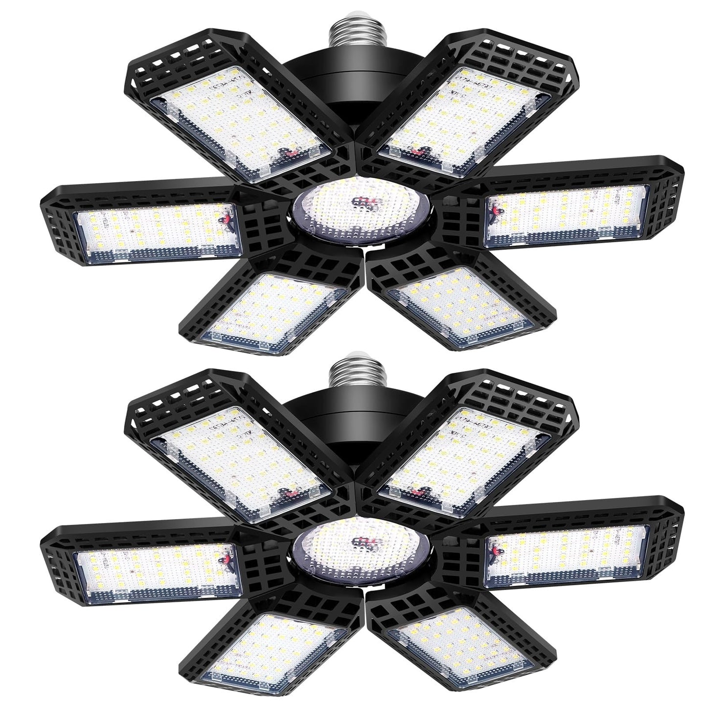 2 Pack 200W LED Garage Lights, 20000LM Deformable Ceiling Bulbs, E26/E27 Socket,1