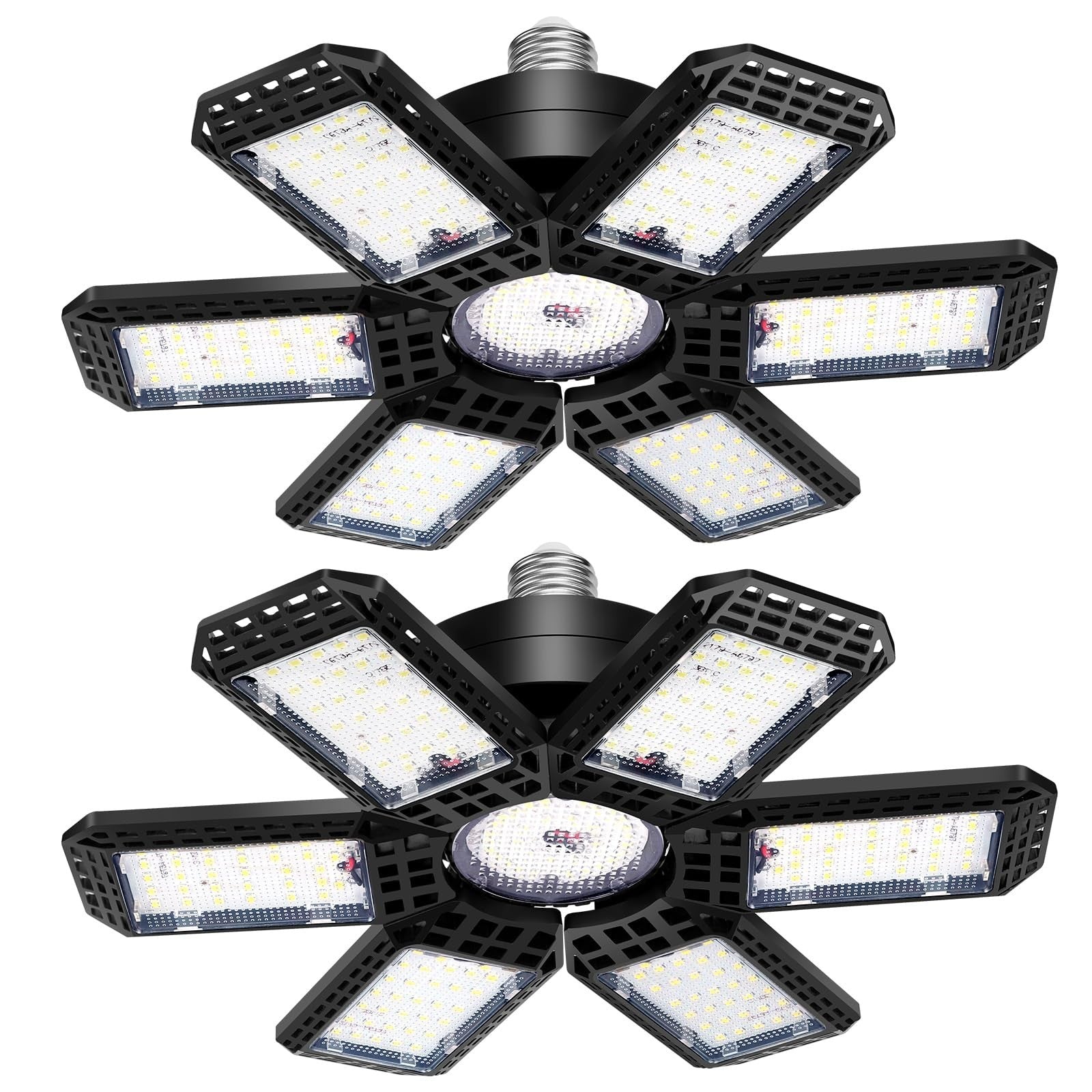 2 Pack 200W LED Garage Lights, 20000LM Deformable Ceiling Bulbs, E26/E27 Socket,1