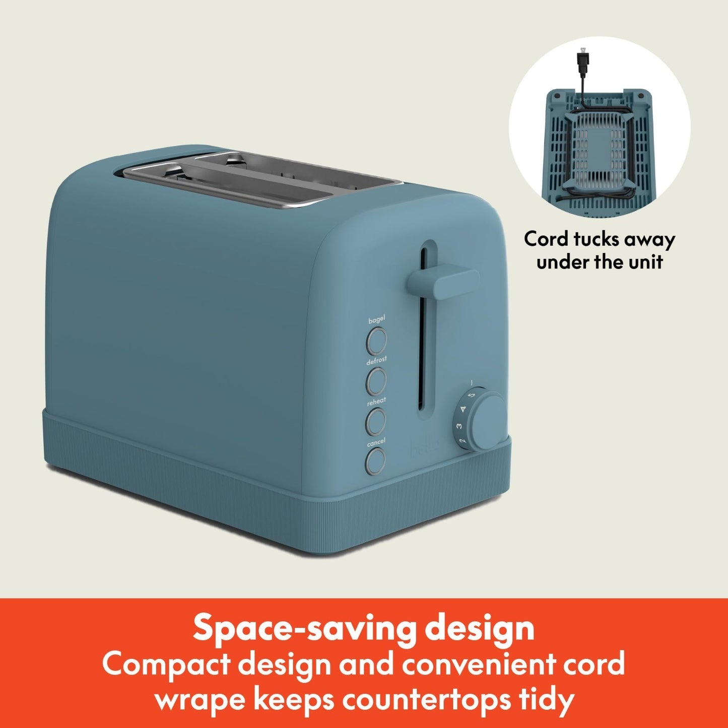 2 Slice Toaster with Extra Wide Slots, 6 Shade Settings, Compact Design, Surf Co3