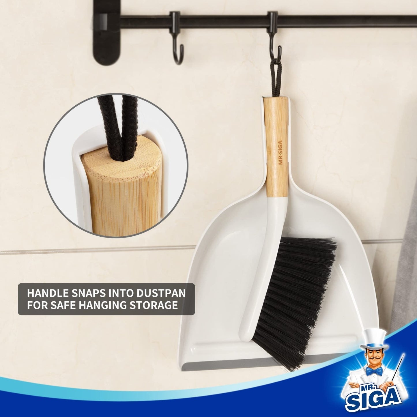 Dustpan and Brush Set with Bamboo Handle | Handheld Broom & Dustpan Combo, Small5
