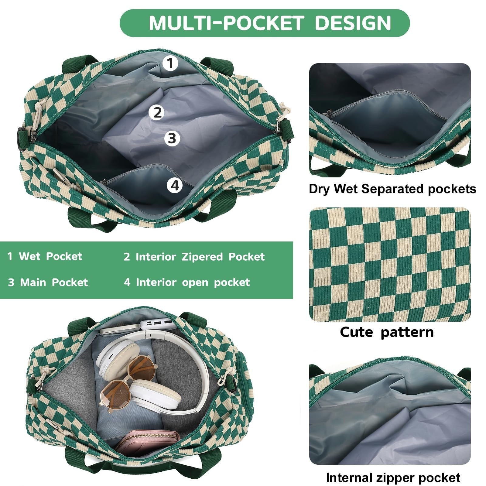 Cute Duffle Bag for Girls - Waterproof Gym Bag with Shoe Compartment & Wet Pocke3