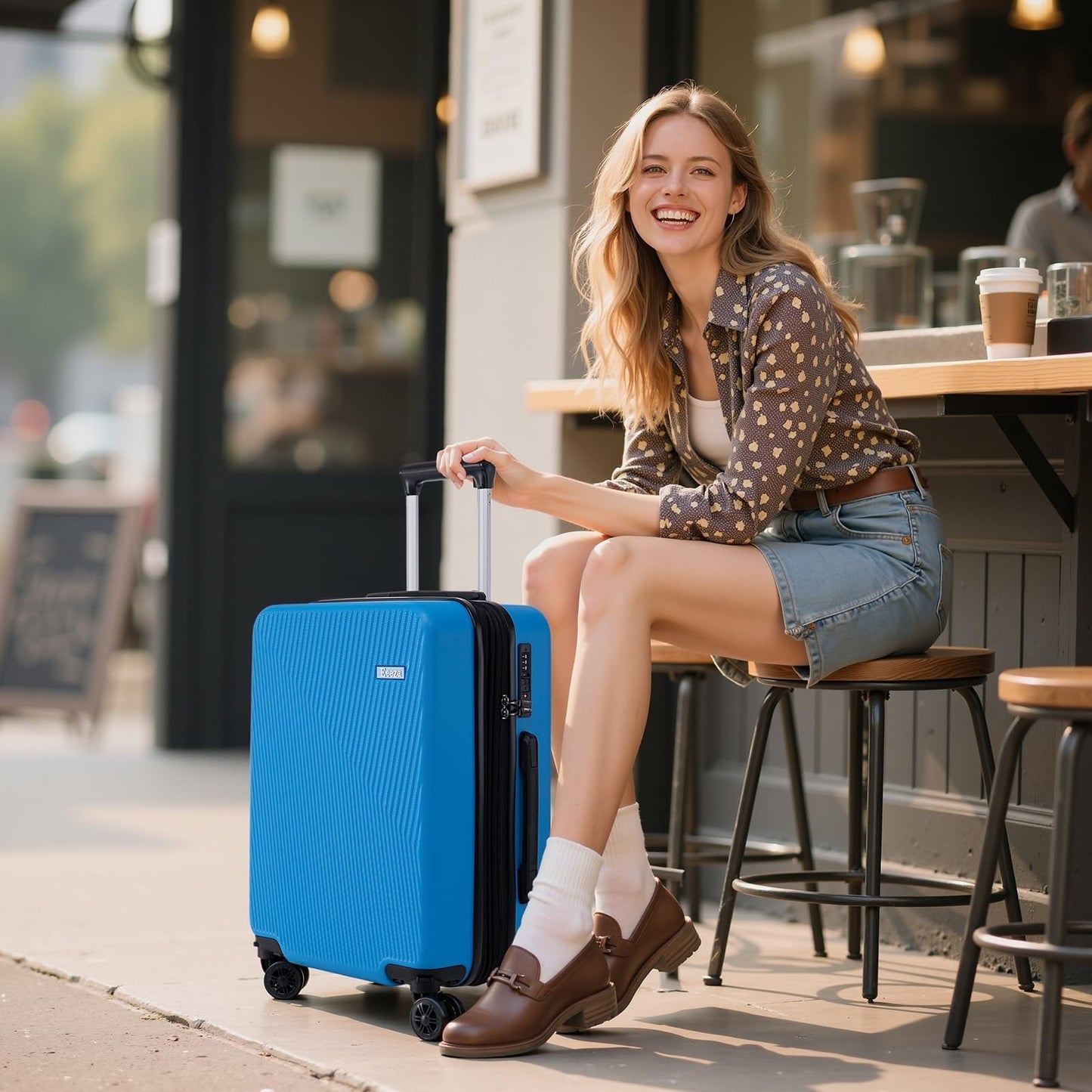 3-Piece Hardcase Carry-On Luggage Set - 20" Blue, Scratch Resistant, Ergonomic H2