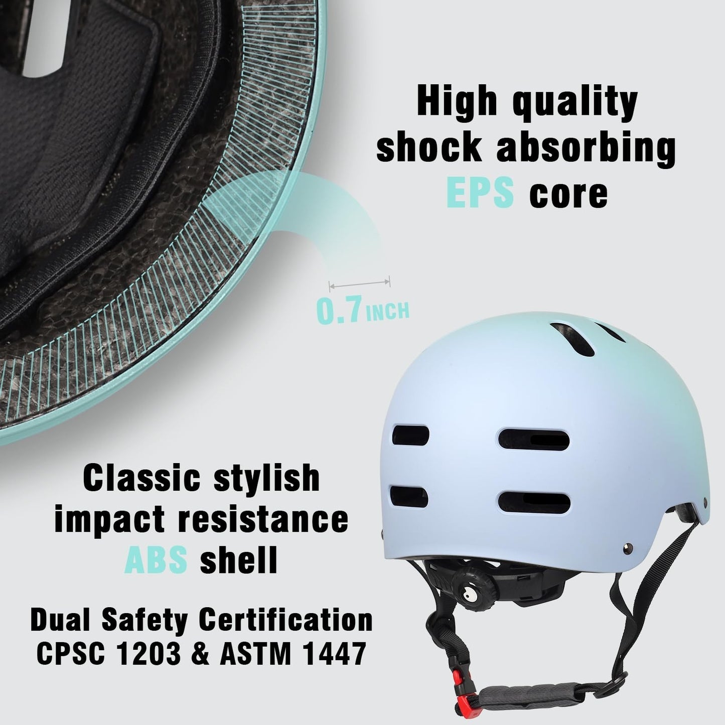 Multi-Sport Helmet for Skateboard, Bike, Scooter - Adjustable, Lightweight, Vent3