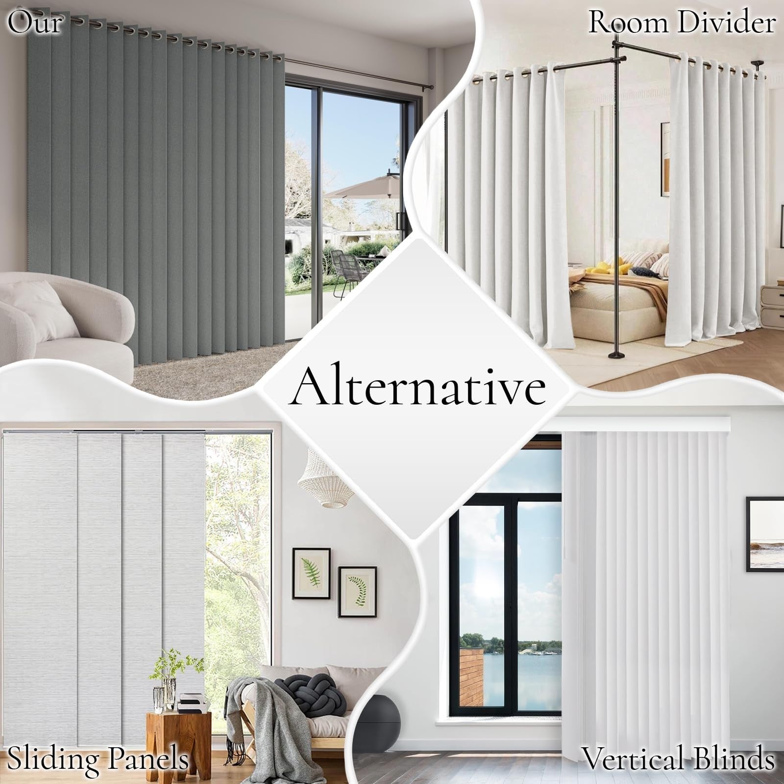 Pleated Fabric Vertical Shades for Patio Doors & Windows, 1 Panel 120x96 Grey4
