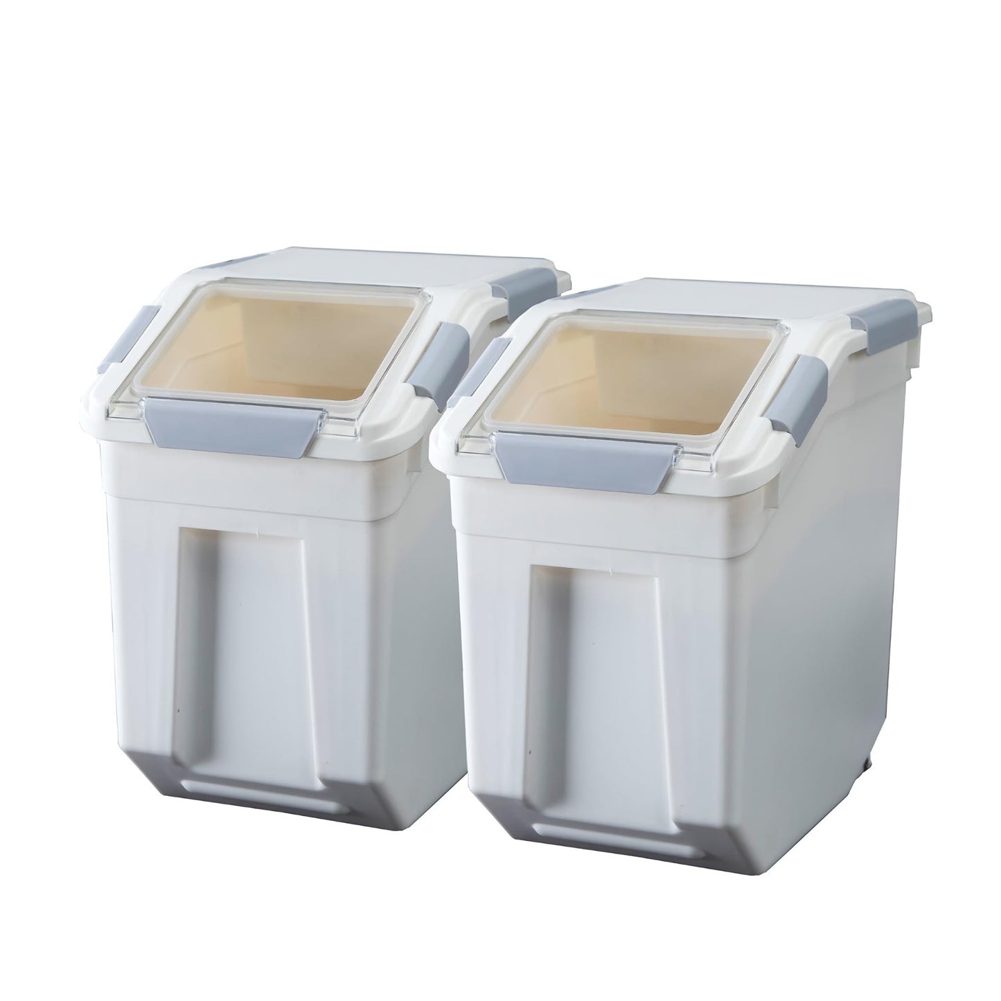 25L Rice Storage Container Set   BPA Free, Includes Measuring Cup, 2 Count, Whit1