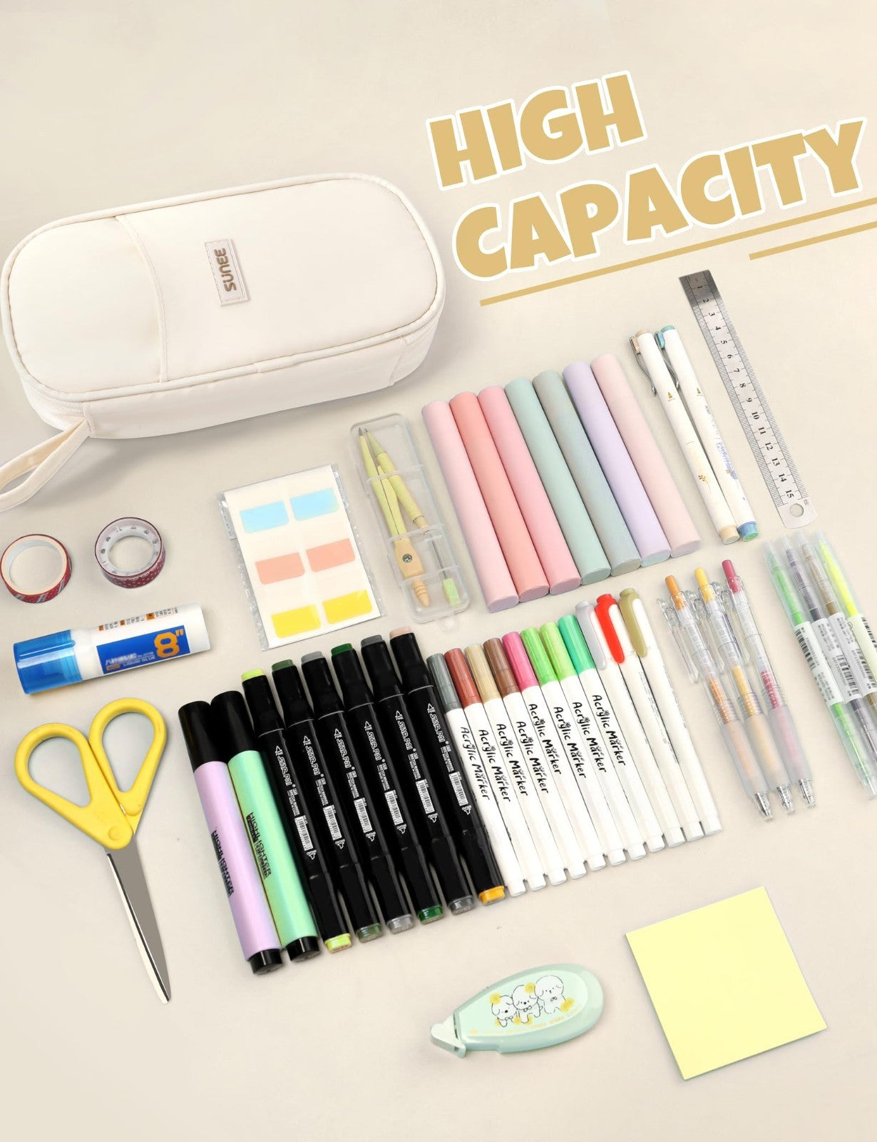 Cute Aesthetic Pencil Case   Large Zippered Pen Pouch, Kawaii Stationery Organiz2