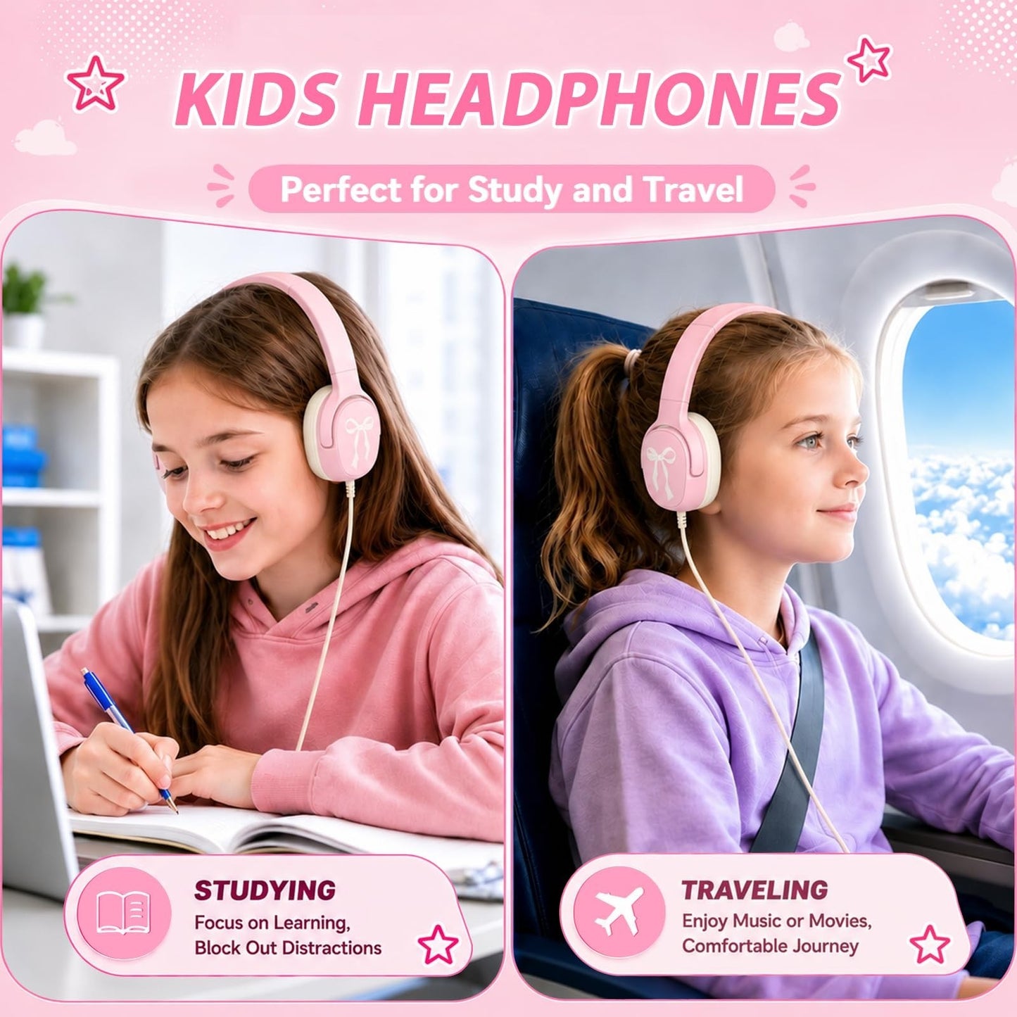 Stylish Girls Backpack with Wired Headphones, School Bag for Teens & Kids3