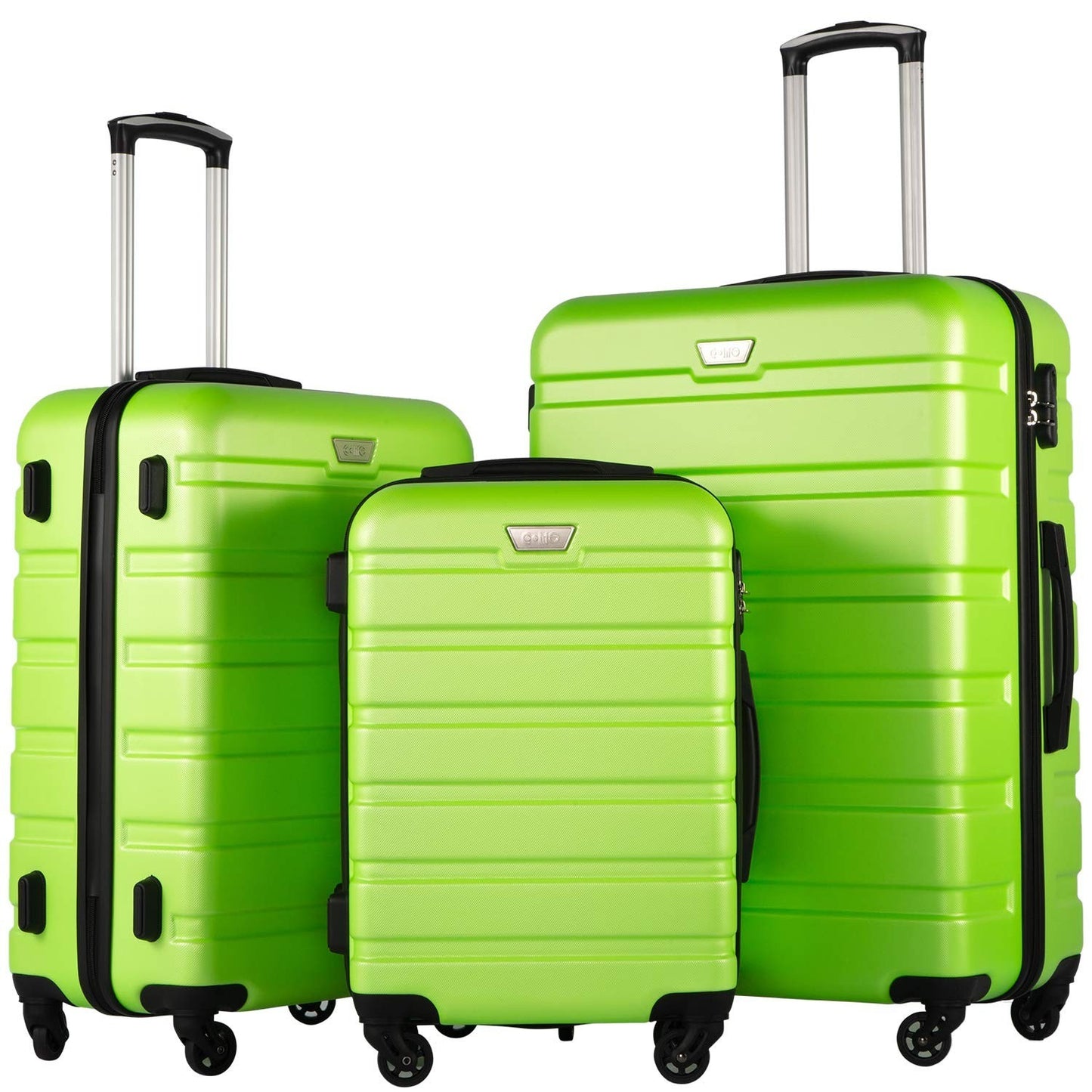 Lightweight Hardshell Luggage Set, 3-Piece Apple Green, 360° Spinner Wheels, TSA1