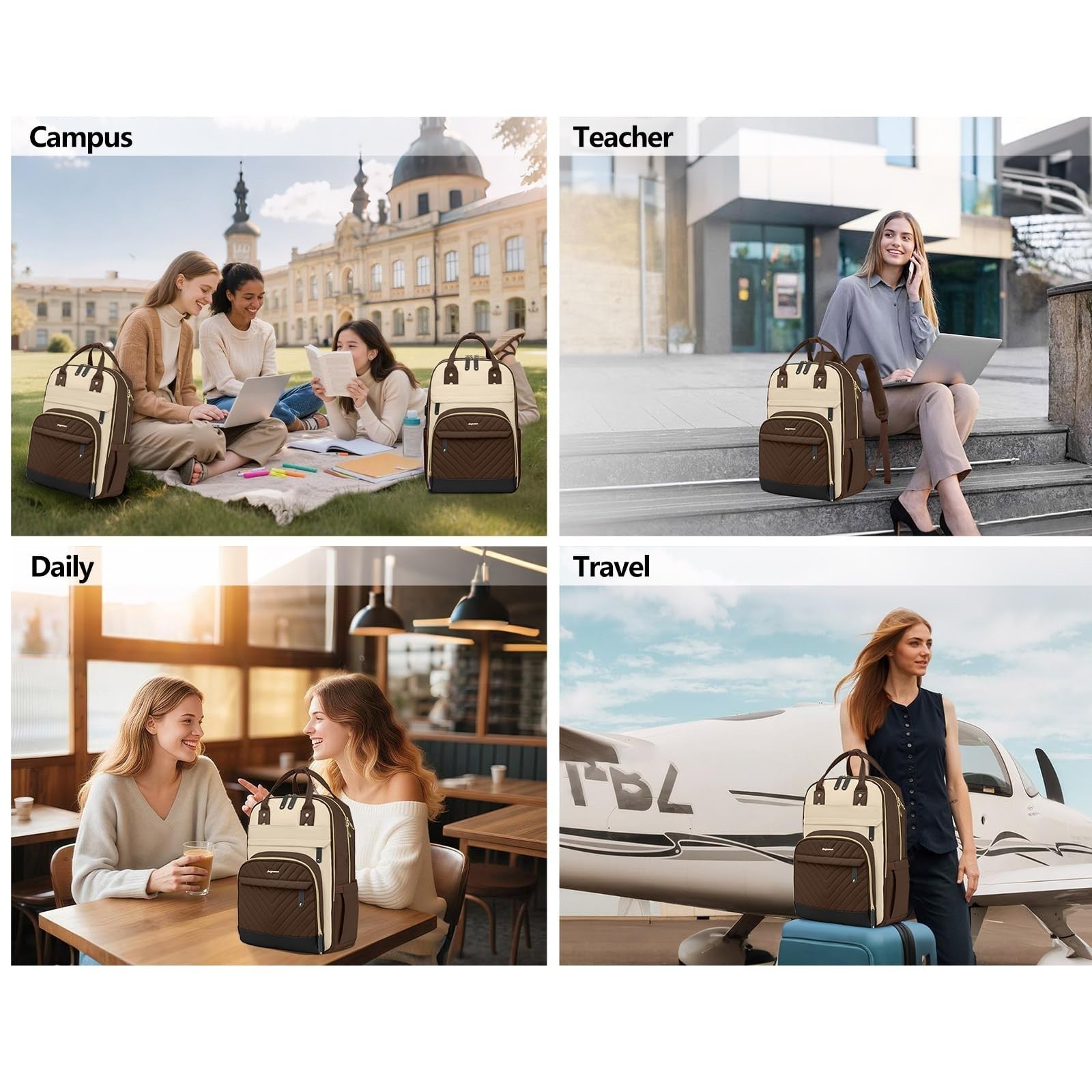 Stylish 15.6" Laptop Backpack for Women   Waterproof Travel Bag with USB Charger7