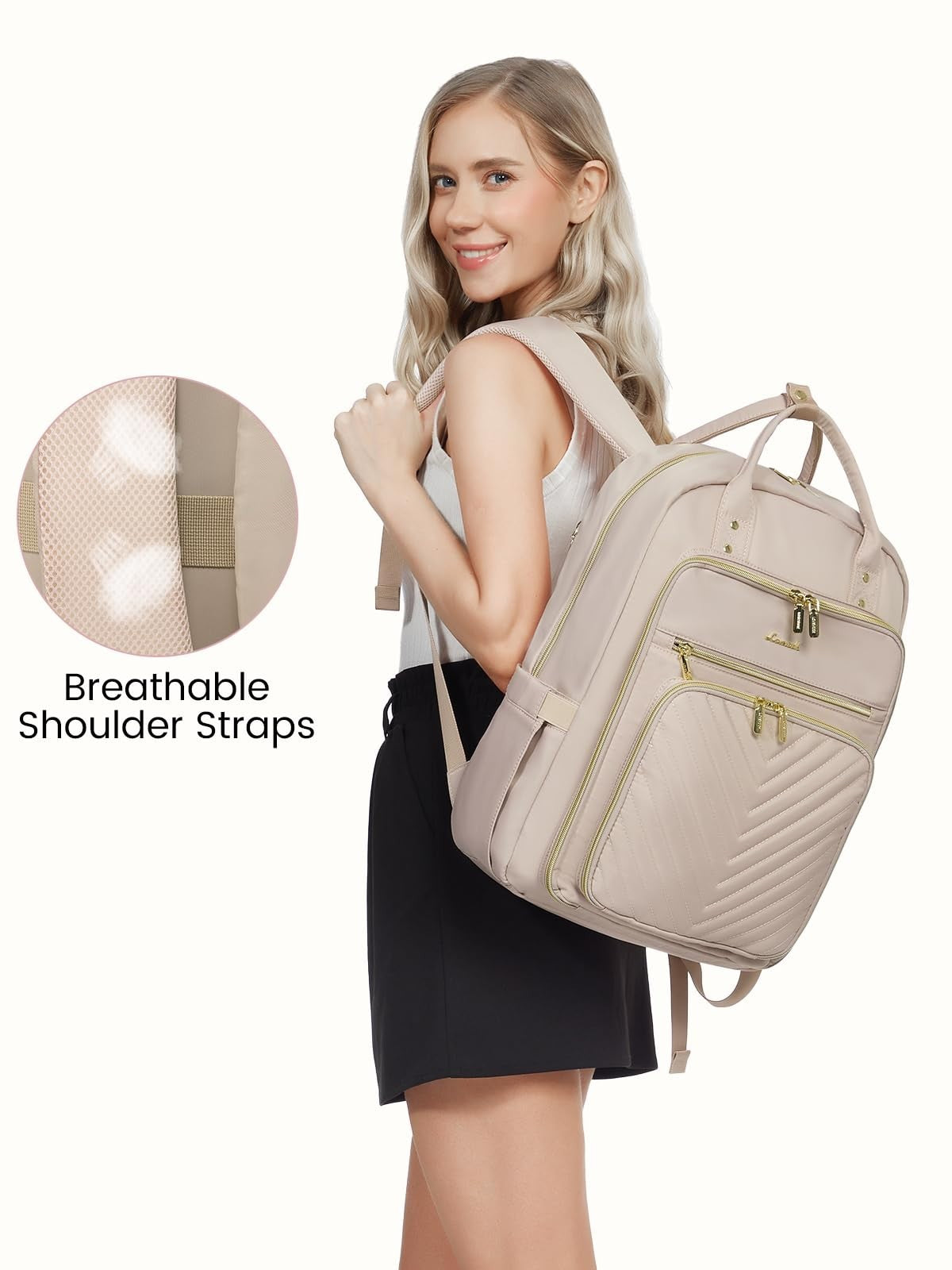 Stylish 15.6" Laptop Backpack for Women, Waterproof USB Daypack for Work & Trave6