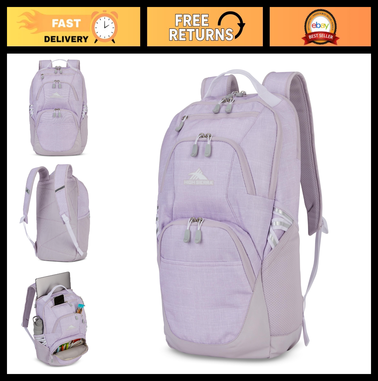 Lightweight Backpack for 17" Laptops, Large Main Compartment, Dual Water Bottle0