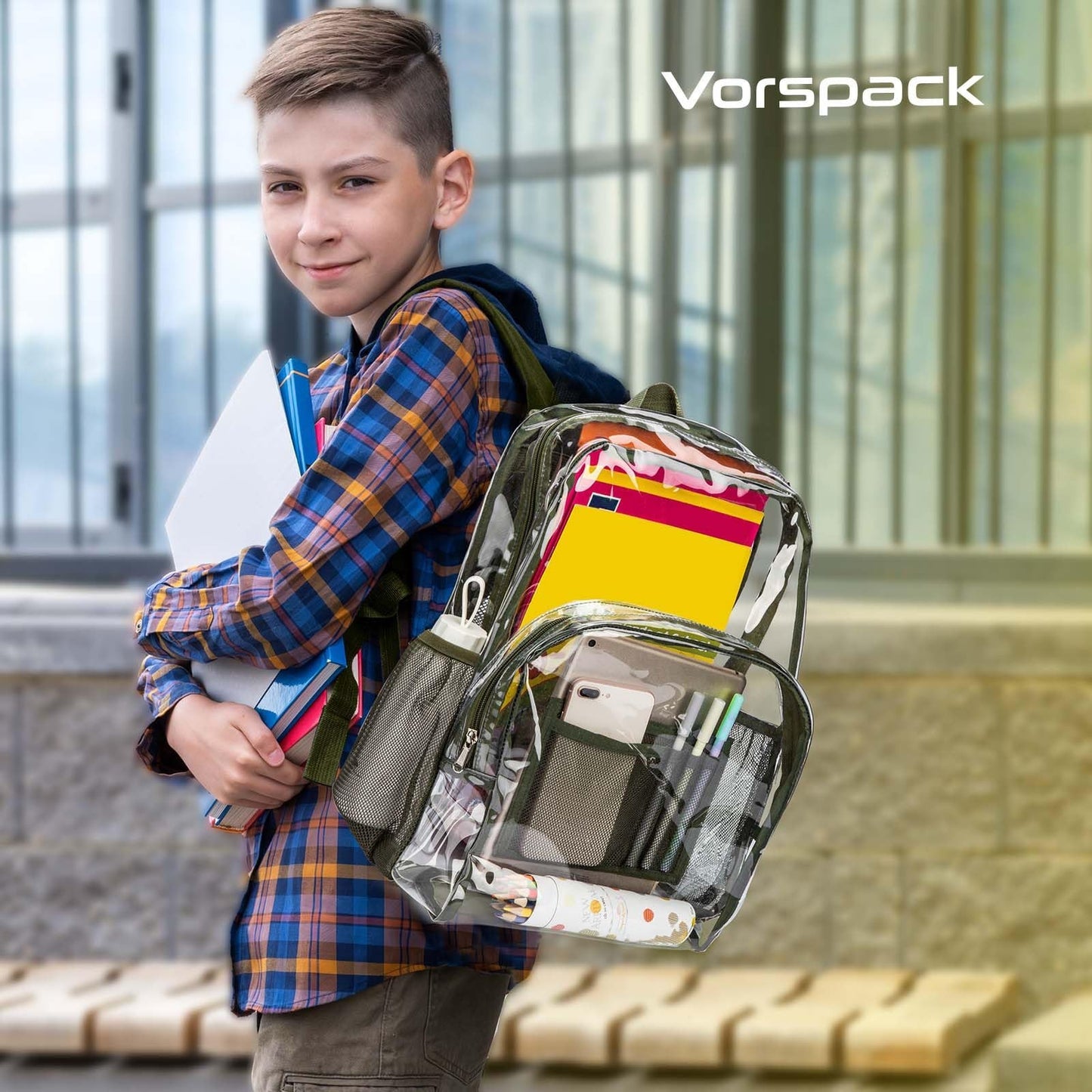 Heavy Duty Clear PVC Backpack - Transparent, Large Capacity, Reinforced Straps f2
