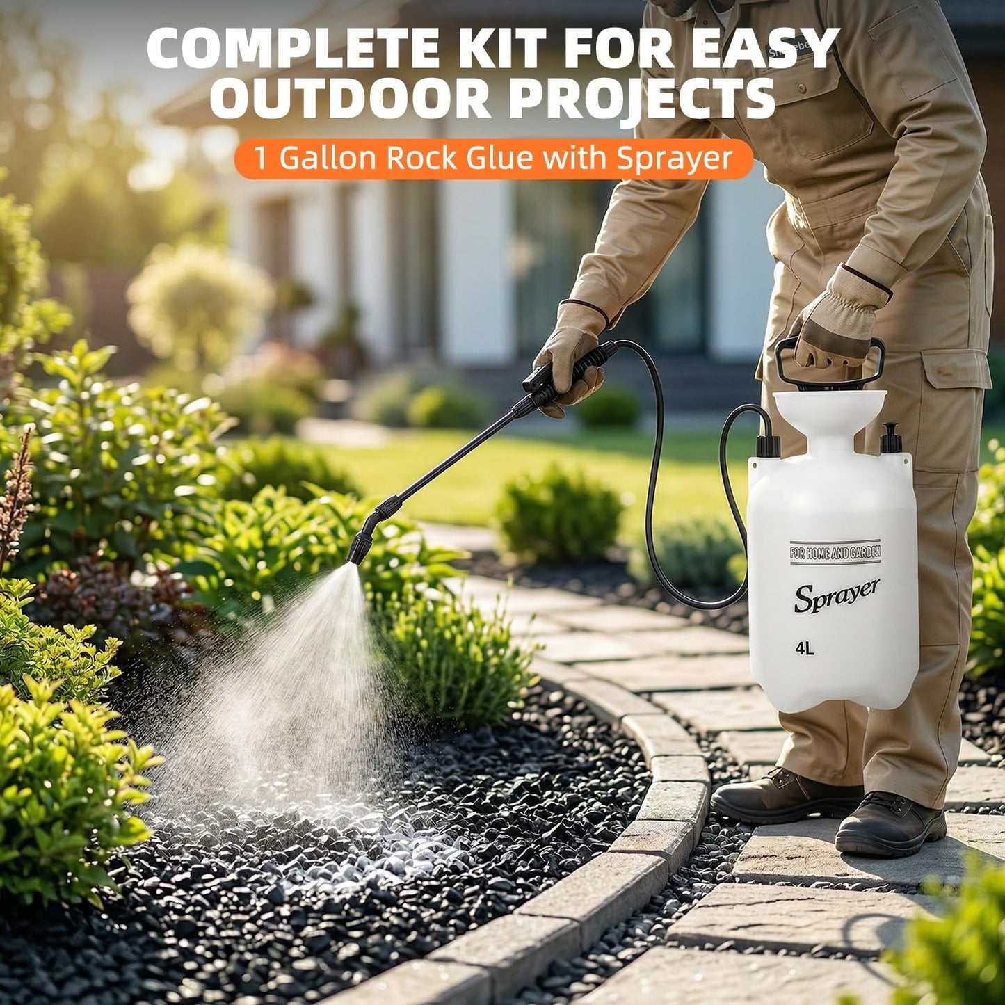 1 Gallon Landscape Adhesive, Ultra-Stick Mulch & Gravel Binder, Non-Toxic Spraye2