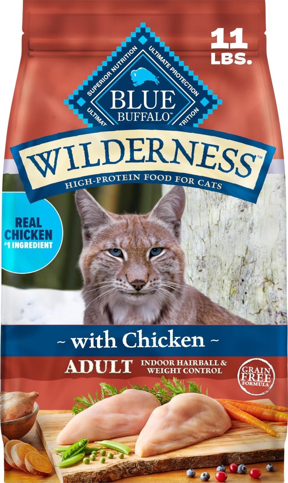 Wilderness Indoor Hairball & Weight Control Dry Cat Food 11lb   Grain Free, High1